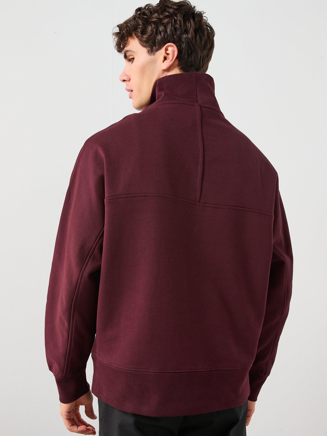 Calvin Klein Jeans Script Logo Funnel Neck 1/4 Zip Sweatshirt - Brown ...