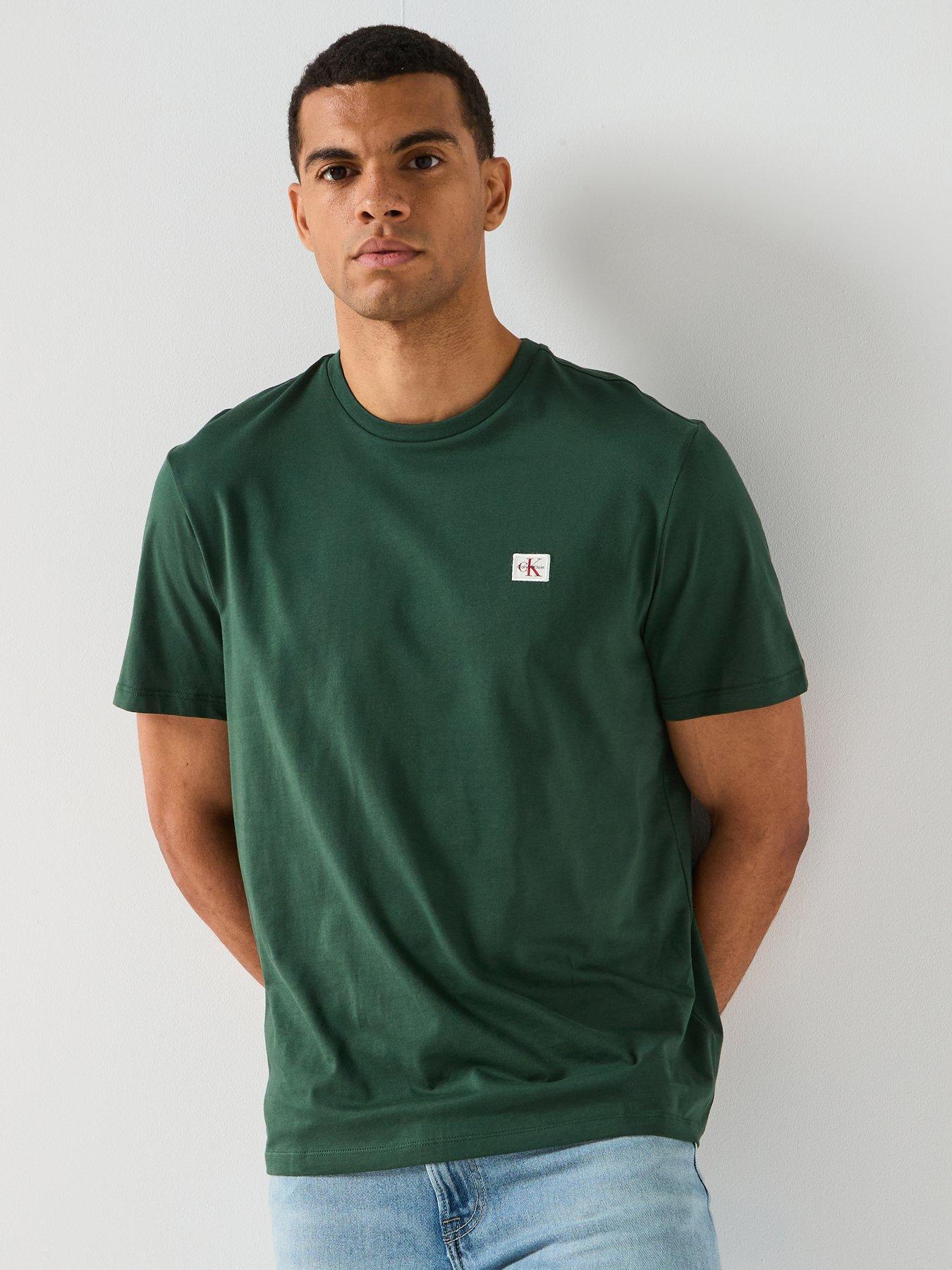 Image 1 of 5 of Calvin Klein Jeans Left Chest Woven Badge T-Shirt - Green
