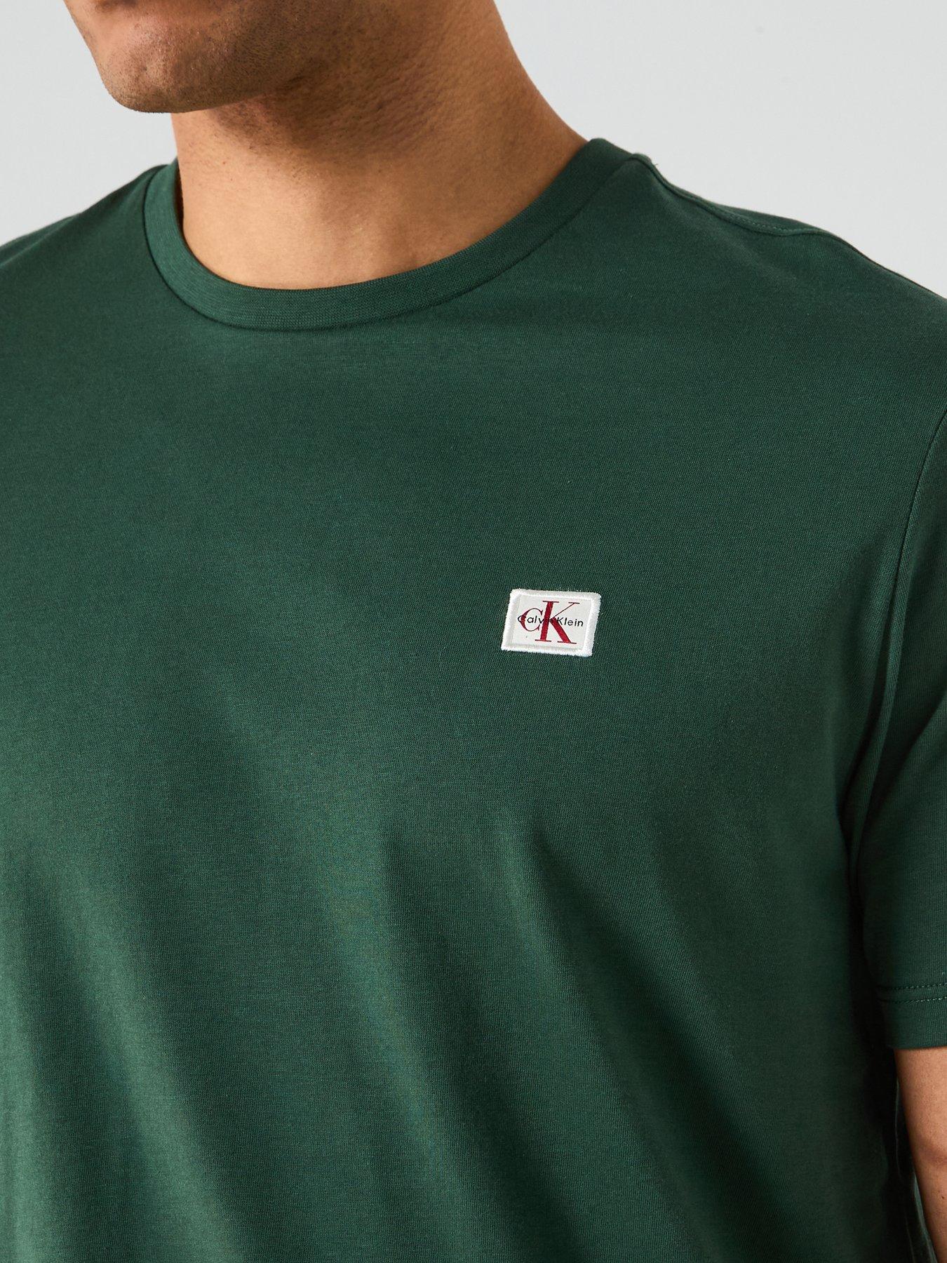 Image 4 of 5 of Calvin Klein Jeans Left Chest Woven Badge T-Shirt - Green