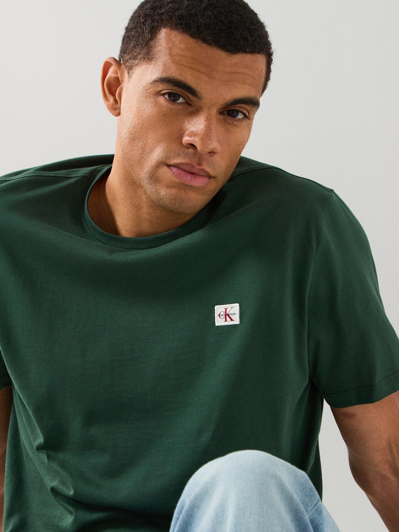 Image 5 of 5 of Calvin Klein Jeans Left Chest Woven Badge T-Shirt - Green