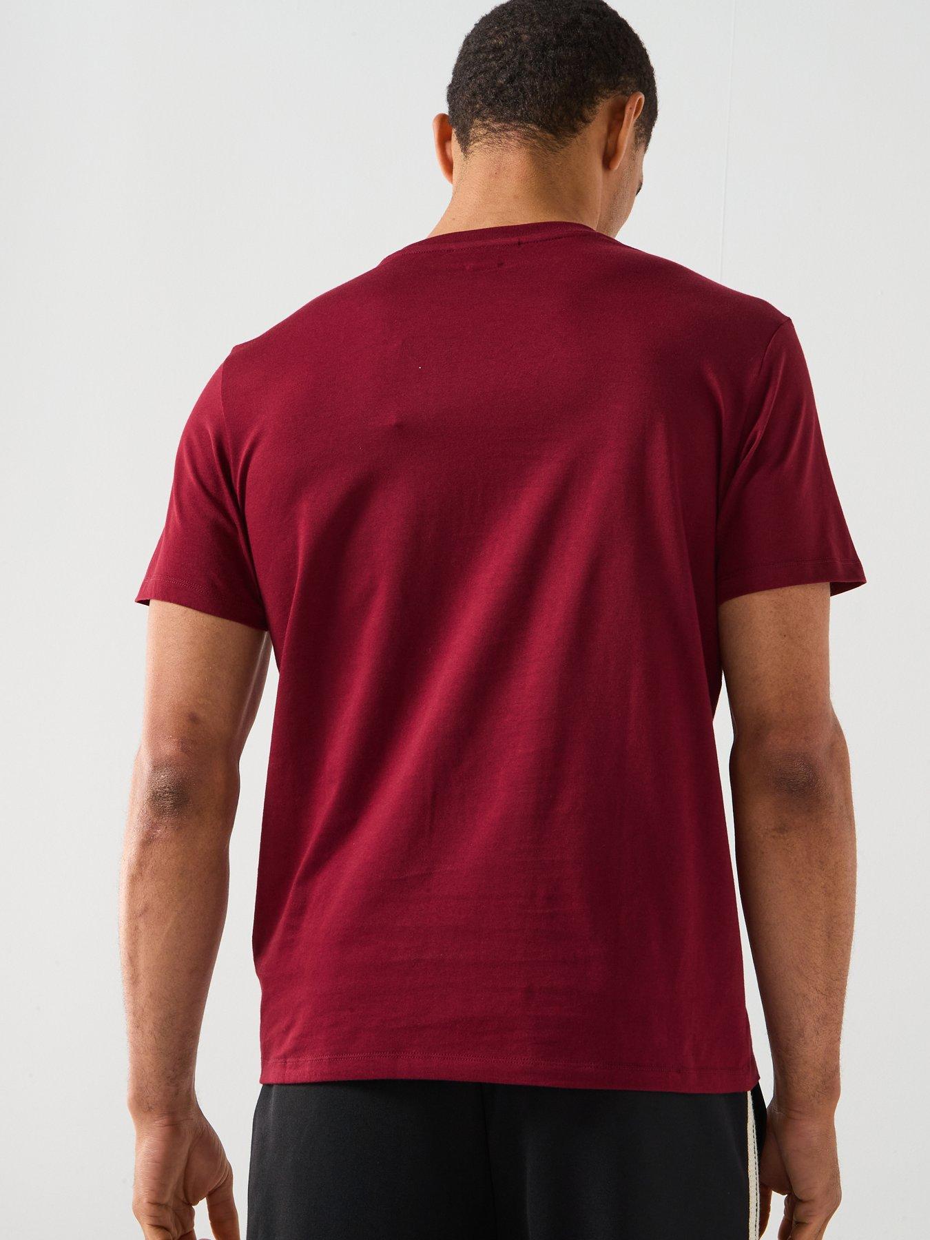  image of calvin-klein-jeans-left-chest-woven-badge-t-shirt-dark-red