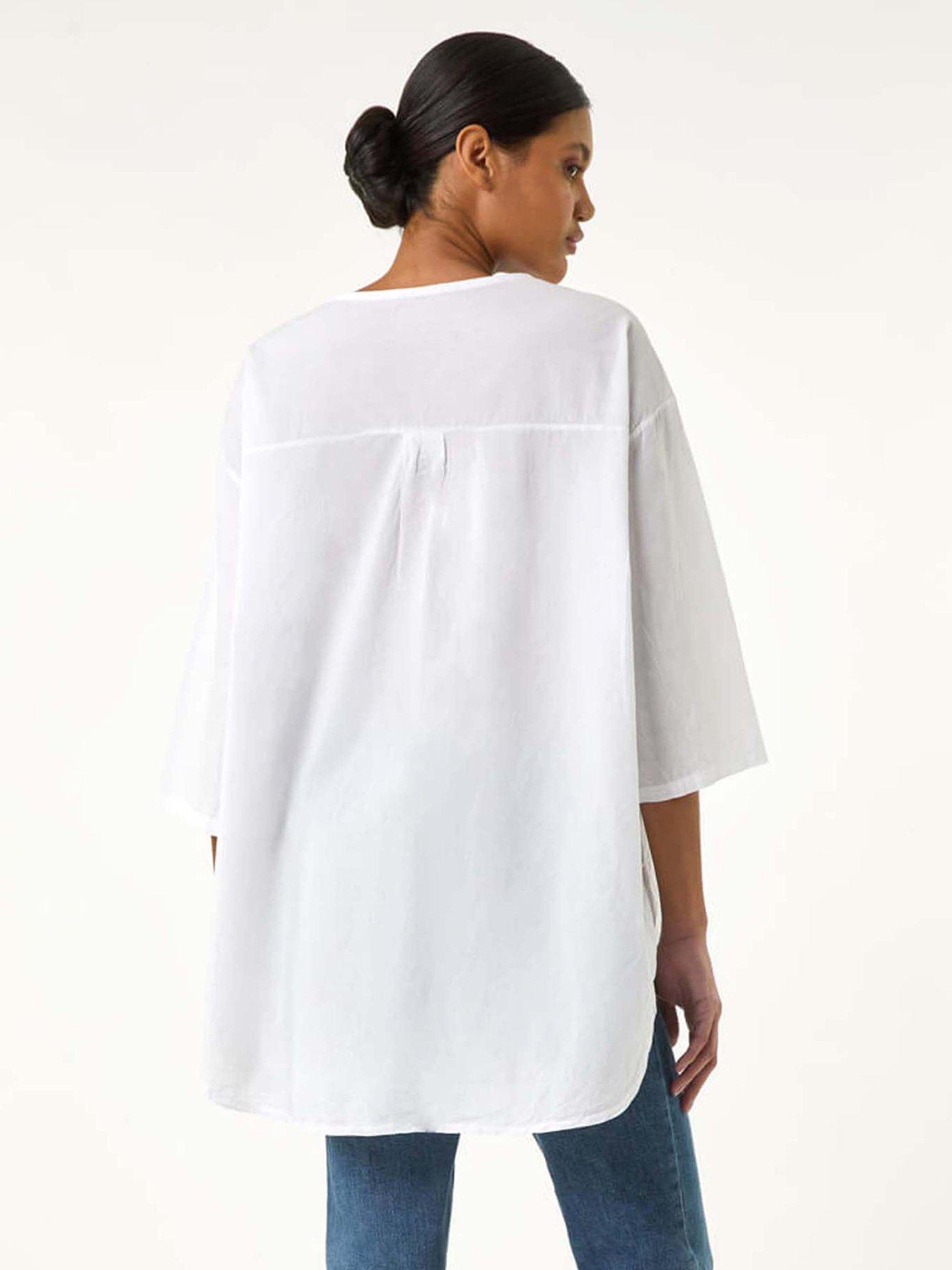  image of roman-cotton-floral-embroidered-tunic-top-white