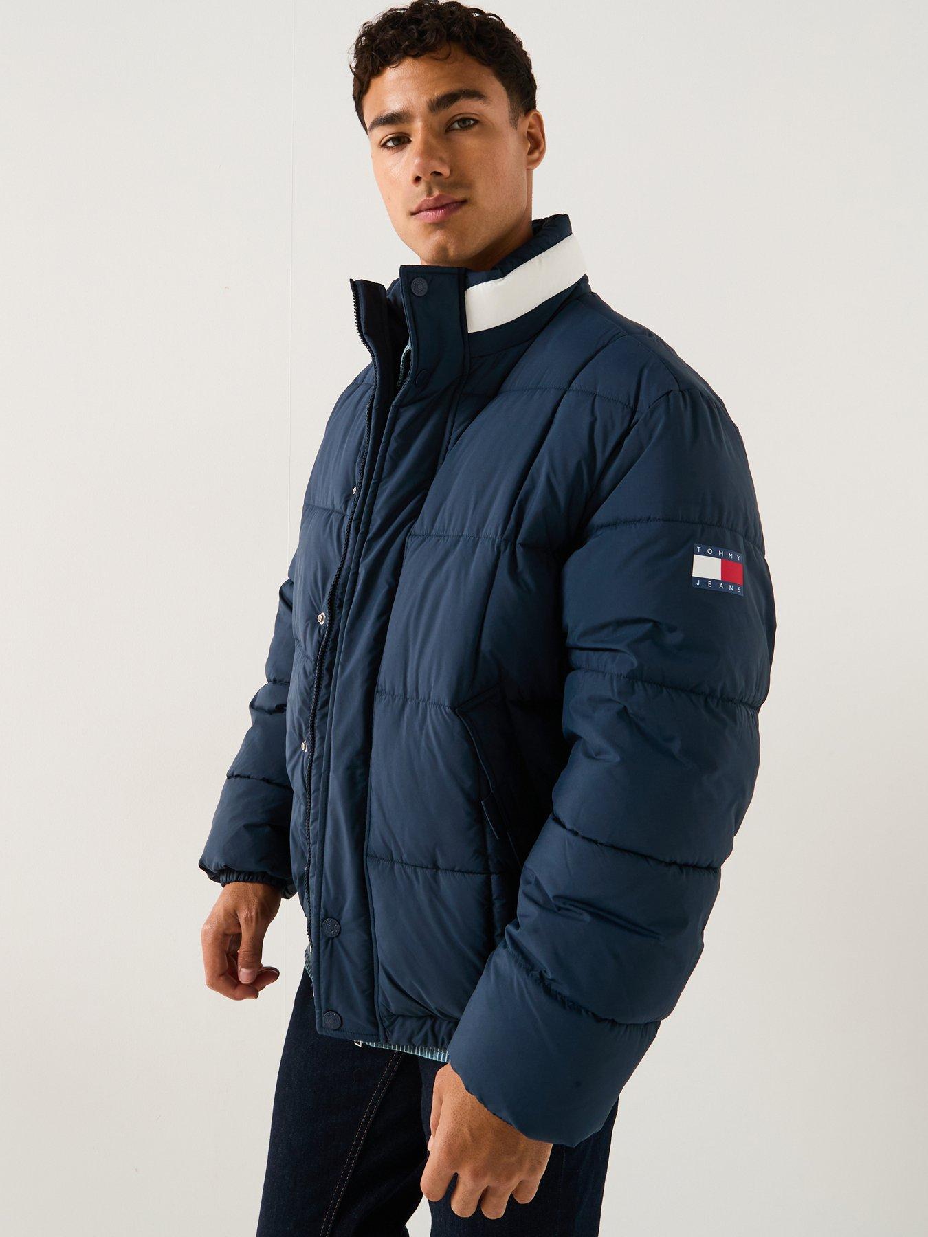 Image 1 of 6 of Tommy Jeans Flag Collar Quilted Jacket - Navy