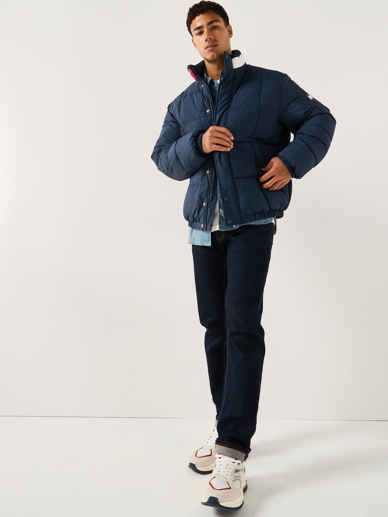 Image 3 of 6 of Tommy Jeans Flag Collar Quilted Jacket - Navy