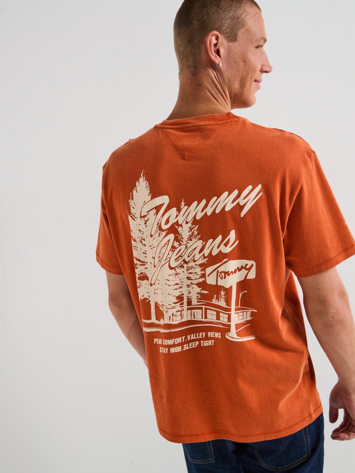 Image 1 of 5 of Tommy Jeans Back Graphic Print T-Shirt - Orange