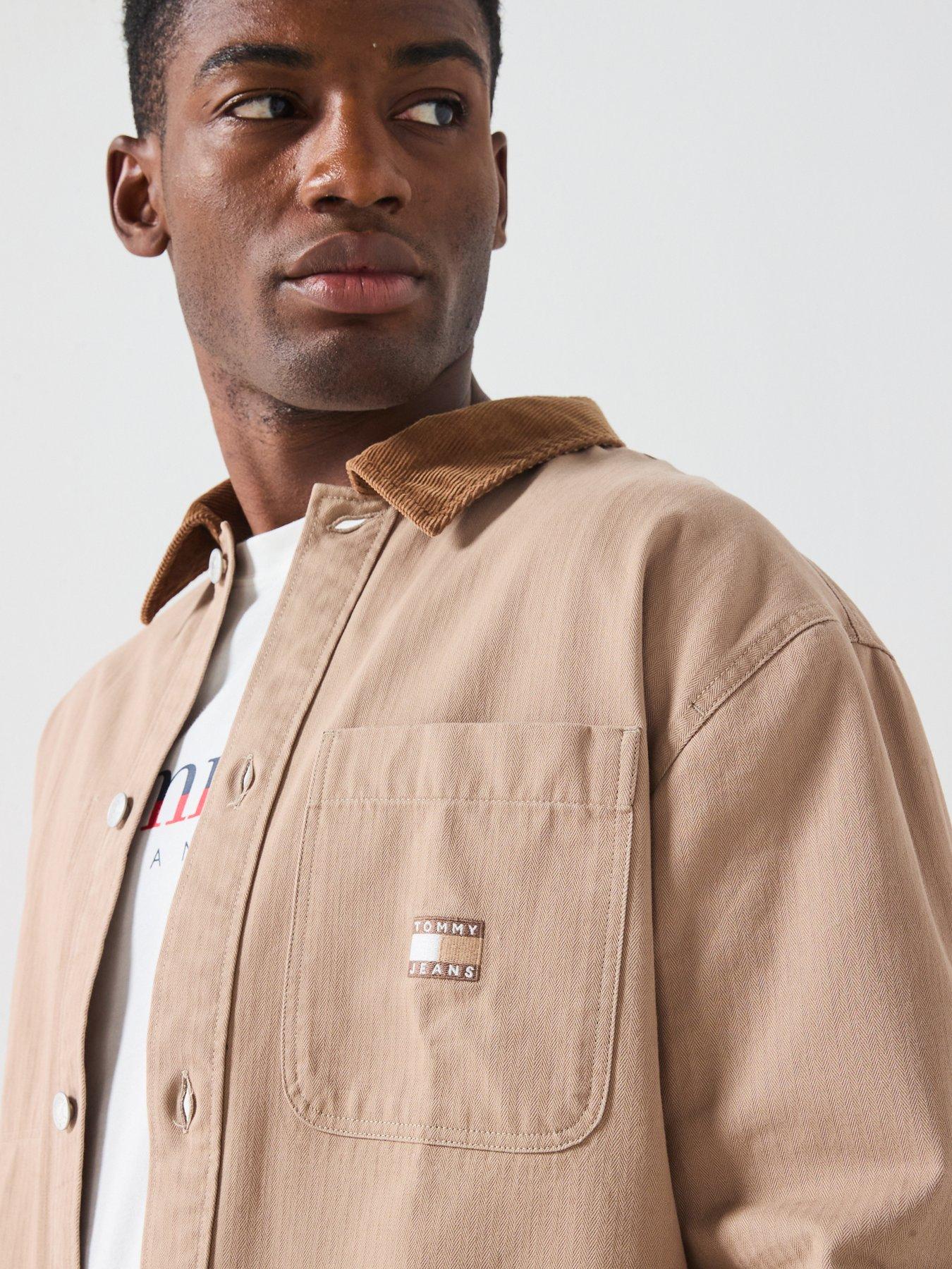 Image 5 of 6 of Tommy Jeans Workwear Cord Collar Overshirt - Beige