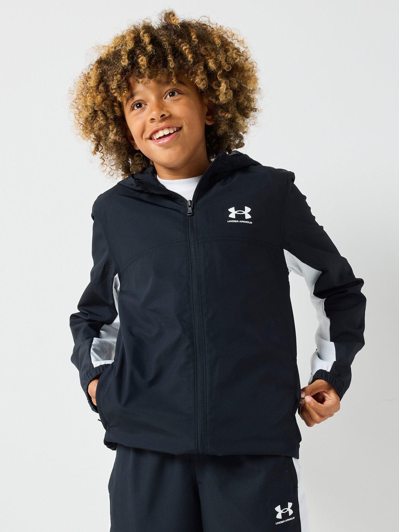  image of under-armour-junior-boys-training-rival-woven-jacket-black