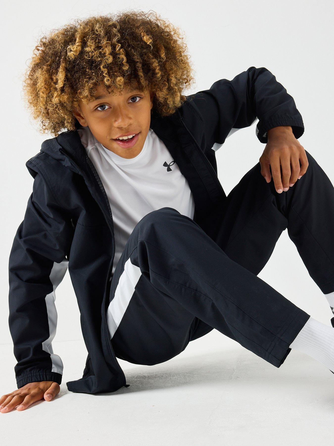  image of under-armour-junior-boys-training-rival-woven-jacket-black