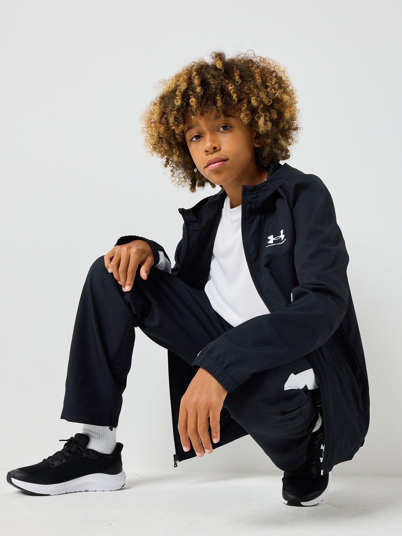  image of under-armour-junior-boys-training-rival-woven-jacket-black