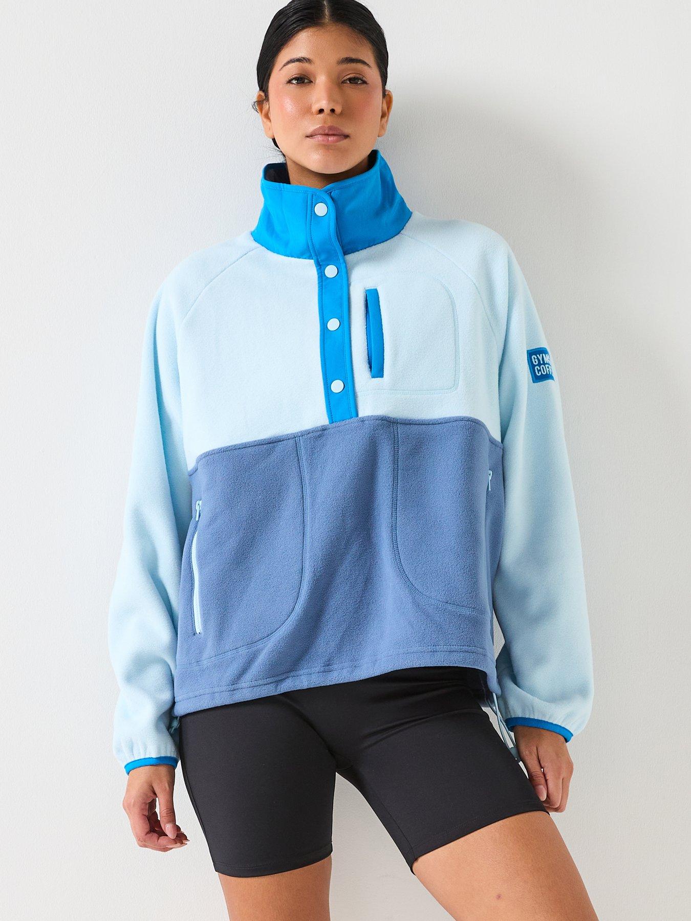 Gym + Coffee Womens Training Snap Polar Fleece - Blue