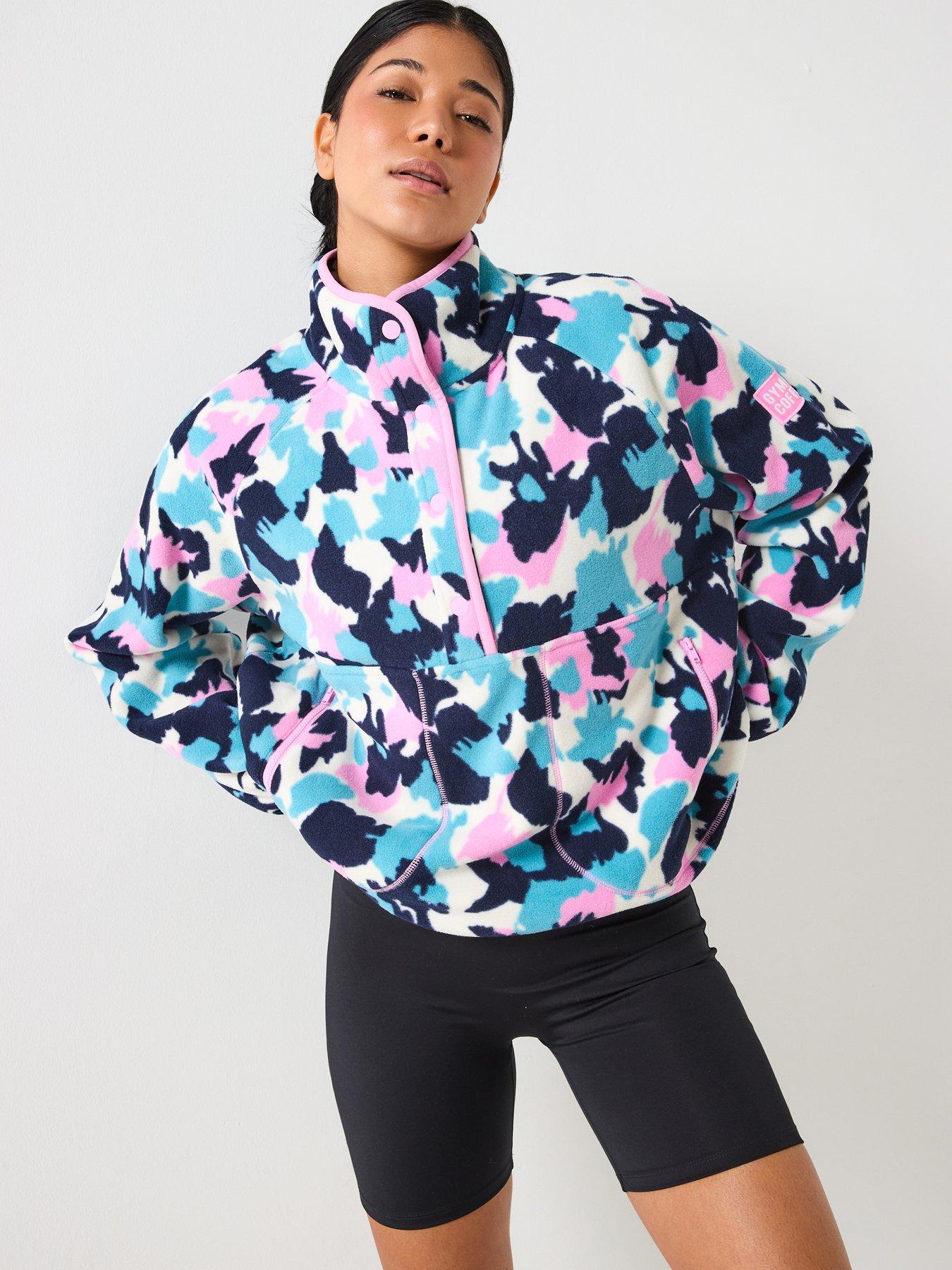 Gym + Coffee Womens Training Snap Polar Fleece - Pink