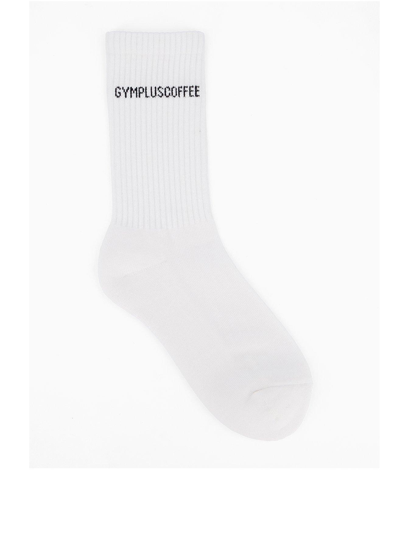 Gym + Coffee Unisex Training Full Length Everyday Sock - White