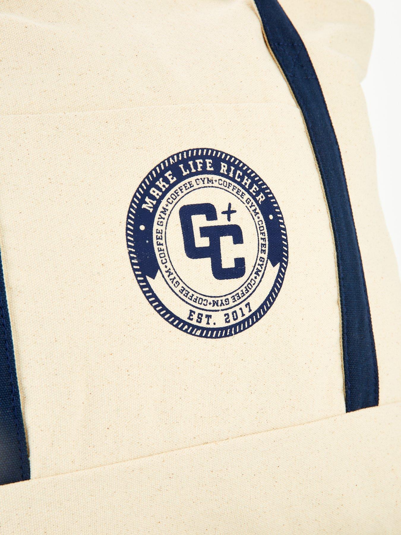  image of gym-coffee-womens-training-canvas-tote-navy