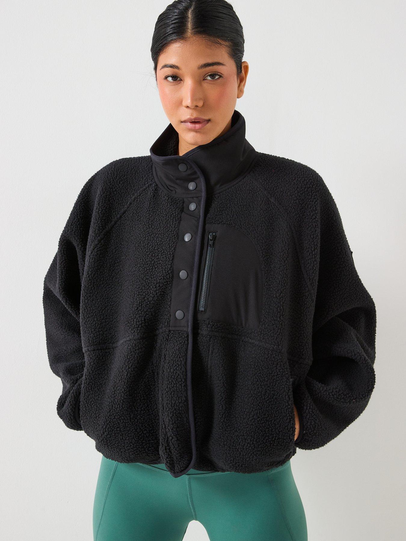  image of gym-coffee-womens-training-horizon-layer-up-jacket-black