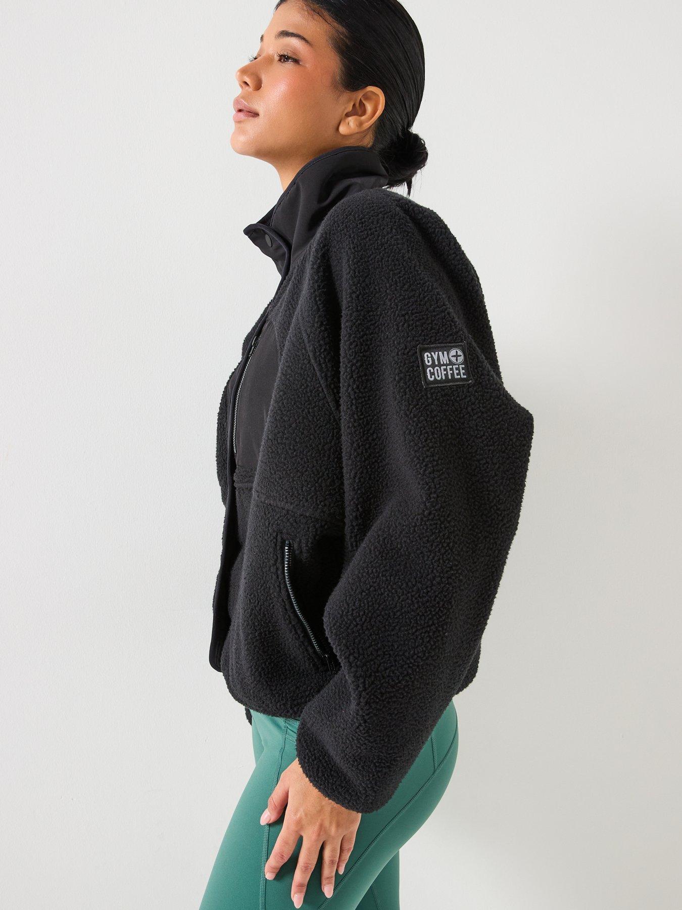  image of gym-coffee-womens-training-horizon-layer-up-jacket-black