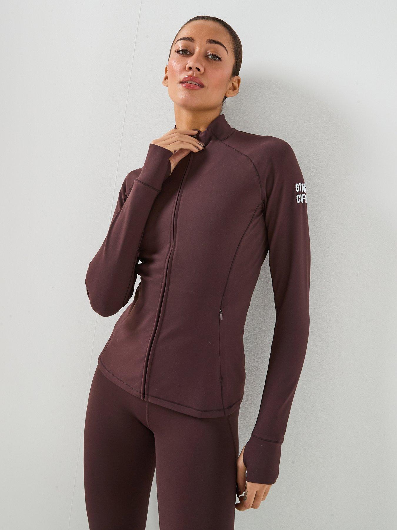 Image 1 of 5 of Gym + Coffee Womens Training Relentless Full Zip Jacket - Brown