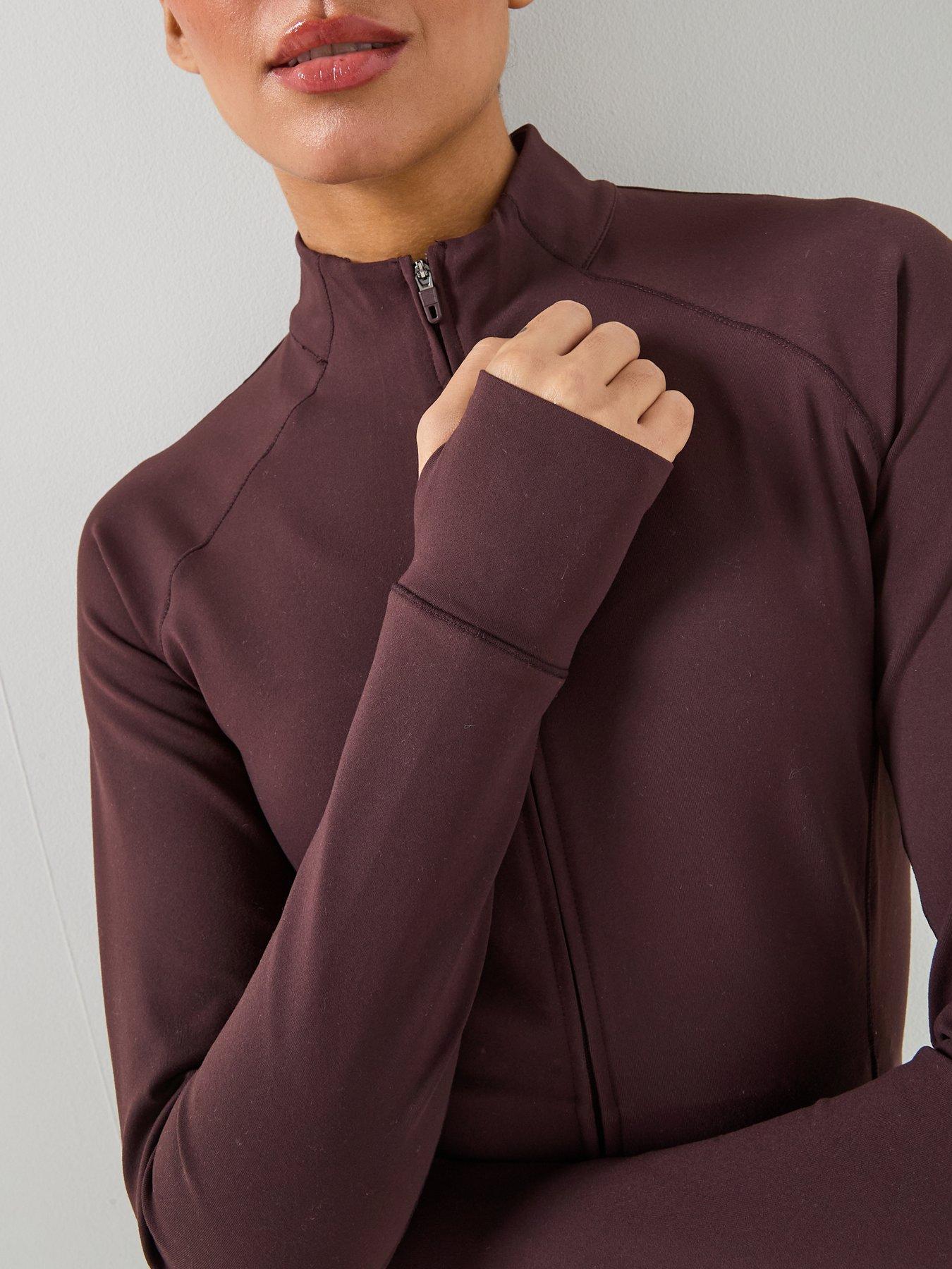 Image 4 of 5 of Gym + Coffee Womens Training Relentless Full Zip Jacket - Brown