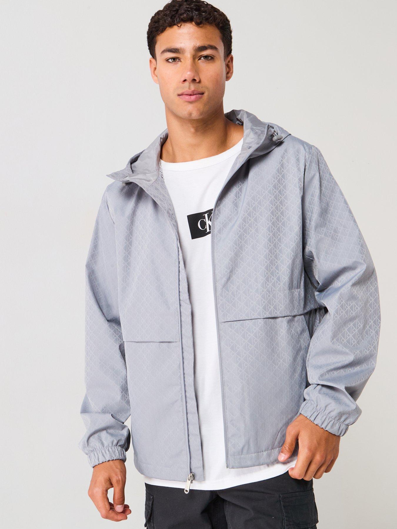 undefined All Over Print Monochrome Windbreaker Jacket - Grey
