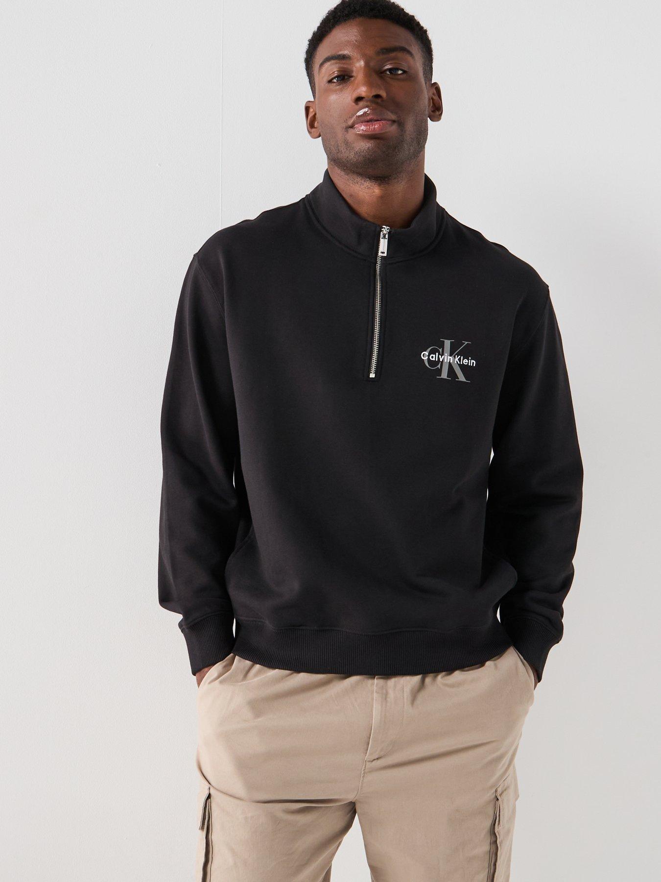 undefined Monogram Logo 1/4 Zip Sweatshirt - Black