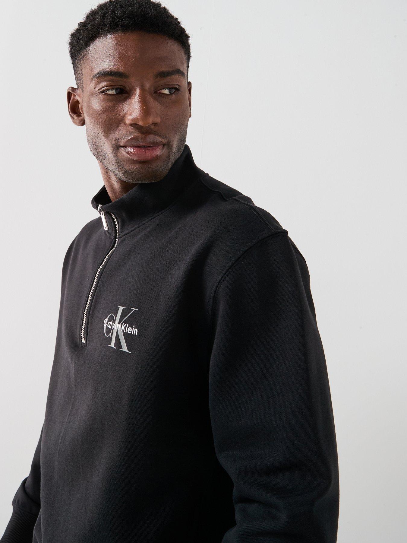 Image 5 of 6 of Calvin Klein Jeans Monogram Logo 1/4 Zip Sweatshirt - Black
