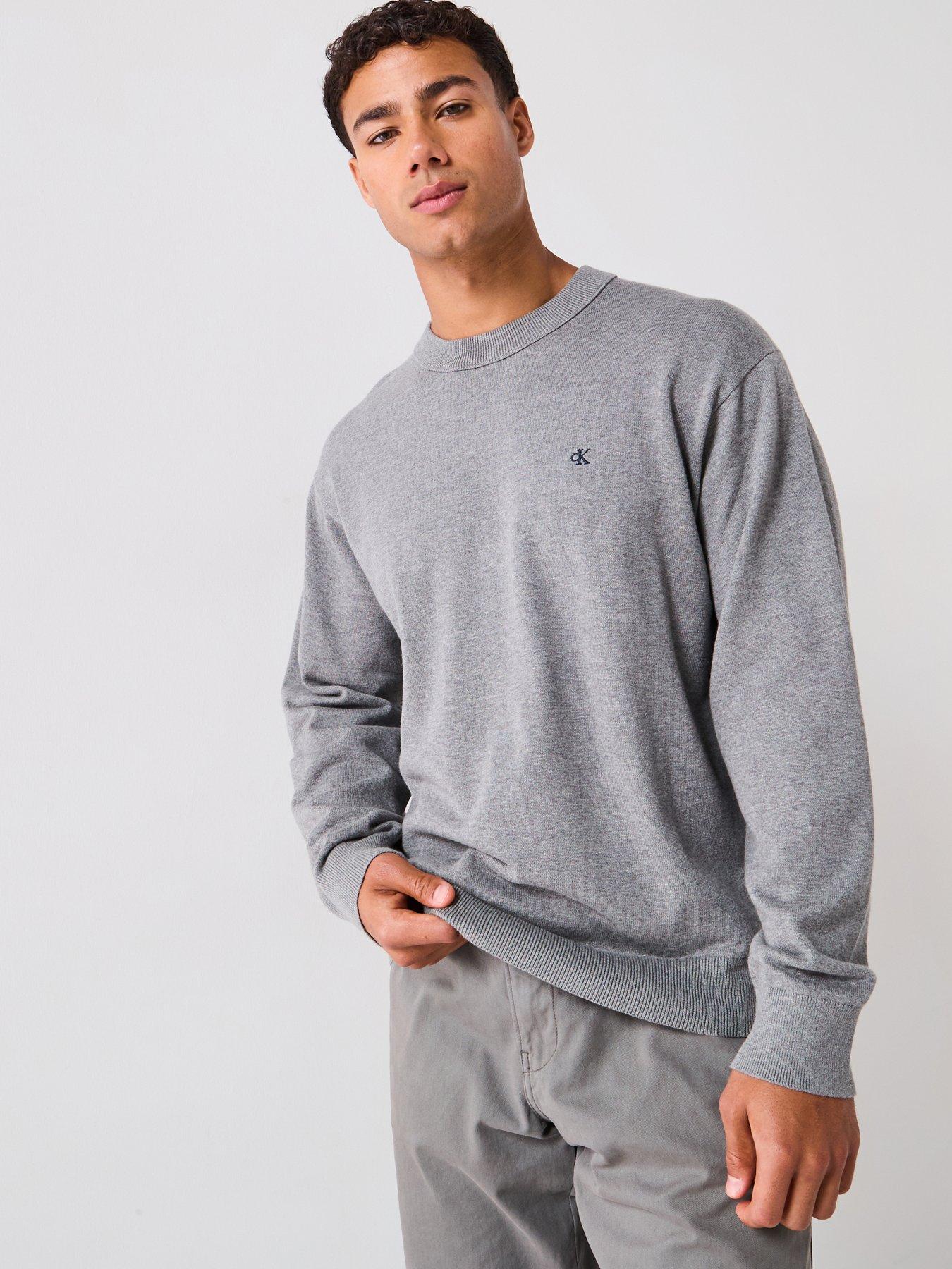 undefined Cotton Monogram Logo Knitted Jumper - Grey