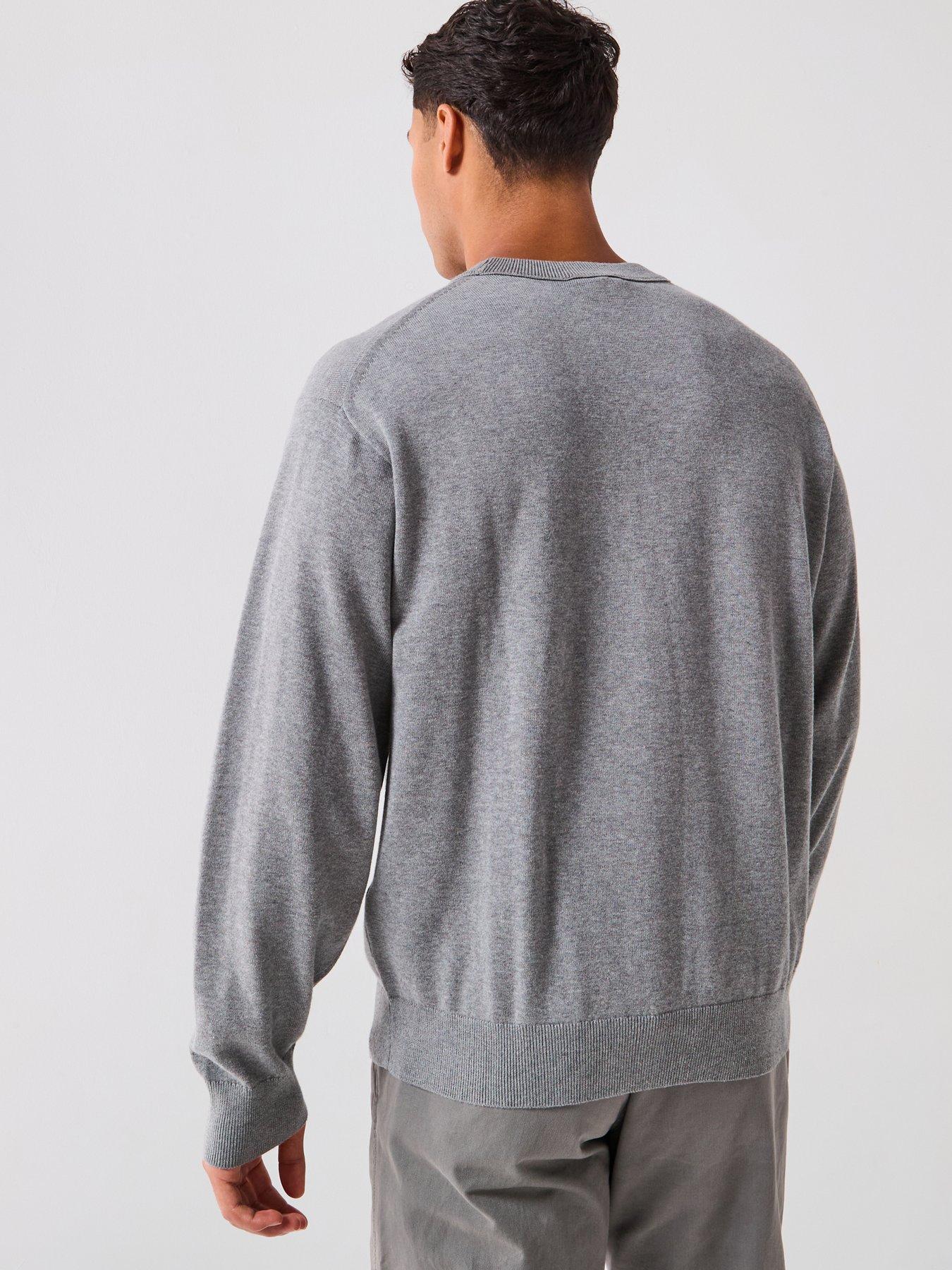 Image 2 of 6 of Calvin Klein Jeans Cotton Monogram Logo Knitted Jumper - Grey