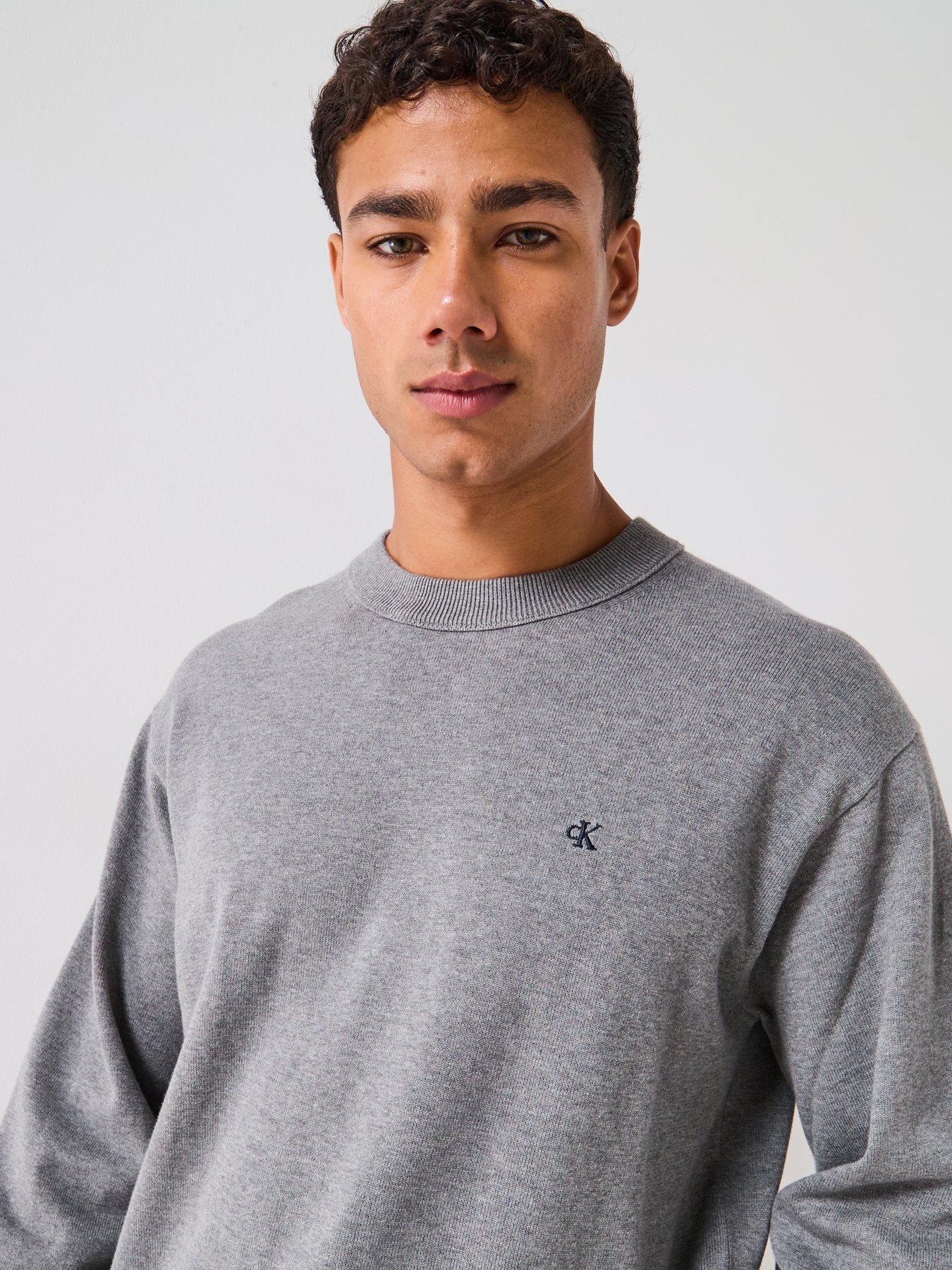 Image 4 of 6 of Calvin Klein Jeans Cotton Monogram Logo Knitted Jumper - Grey