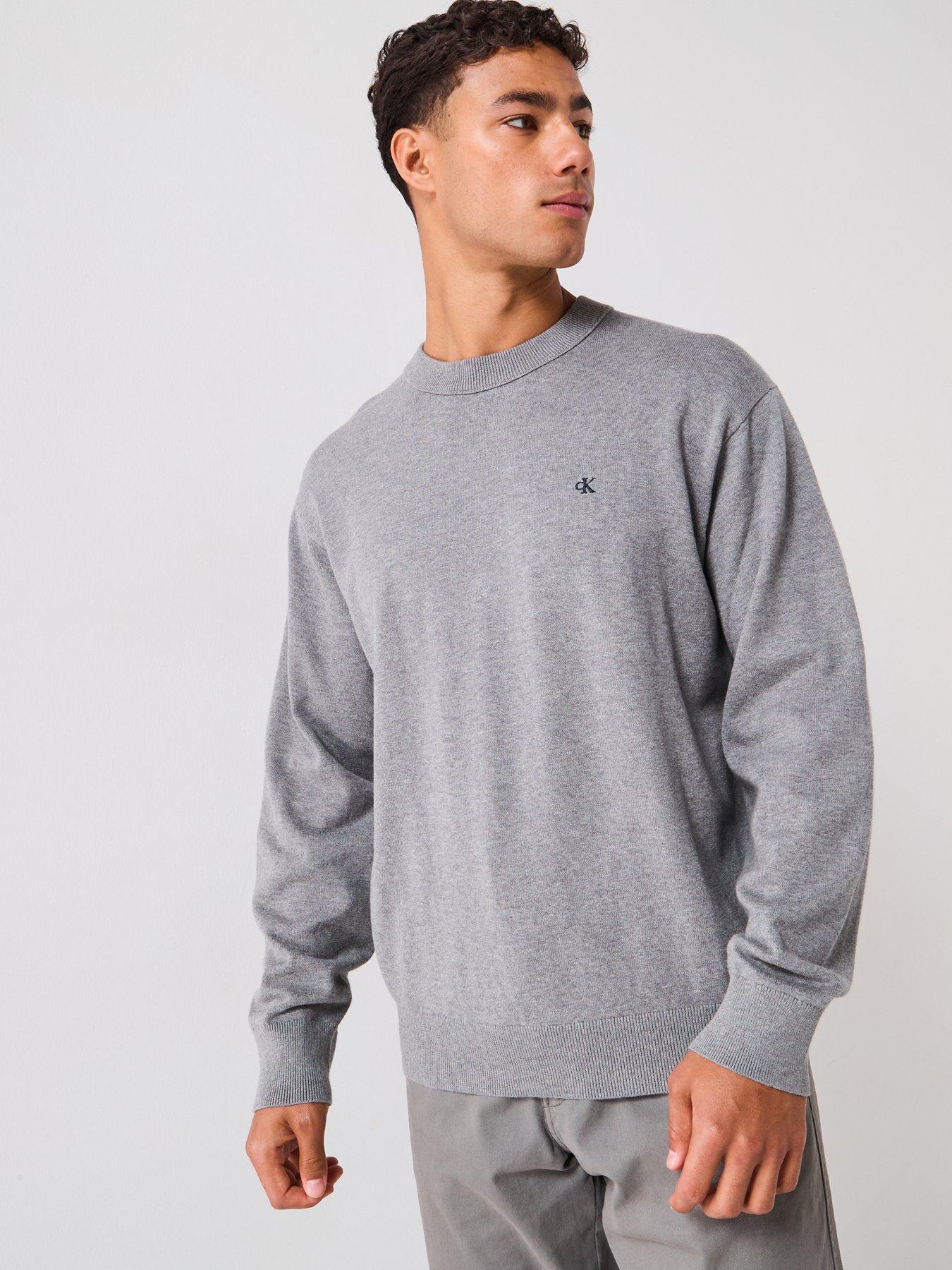 Image 5 of 6 of Calvin Klein Jeans Cotton Monogram Logo Knitted Jumper - Grey