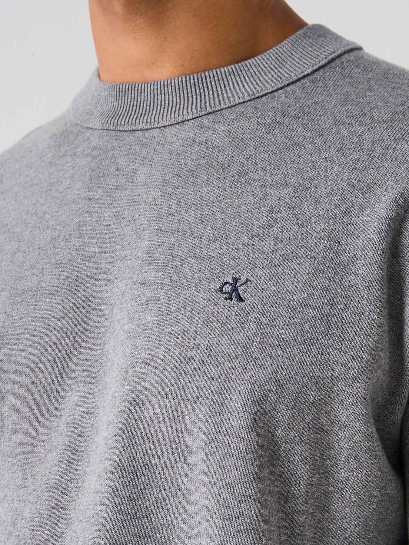 Image 6 of 6 of Calvin Klein Jeans Cotton Monogram Logo Knitted Jumper - Grey