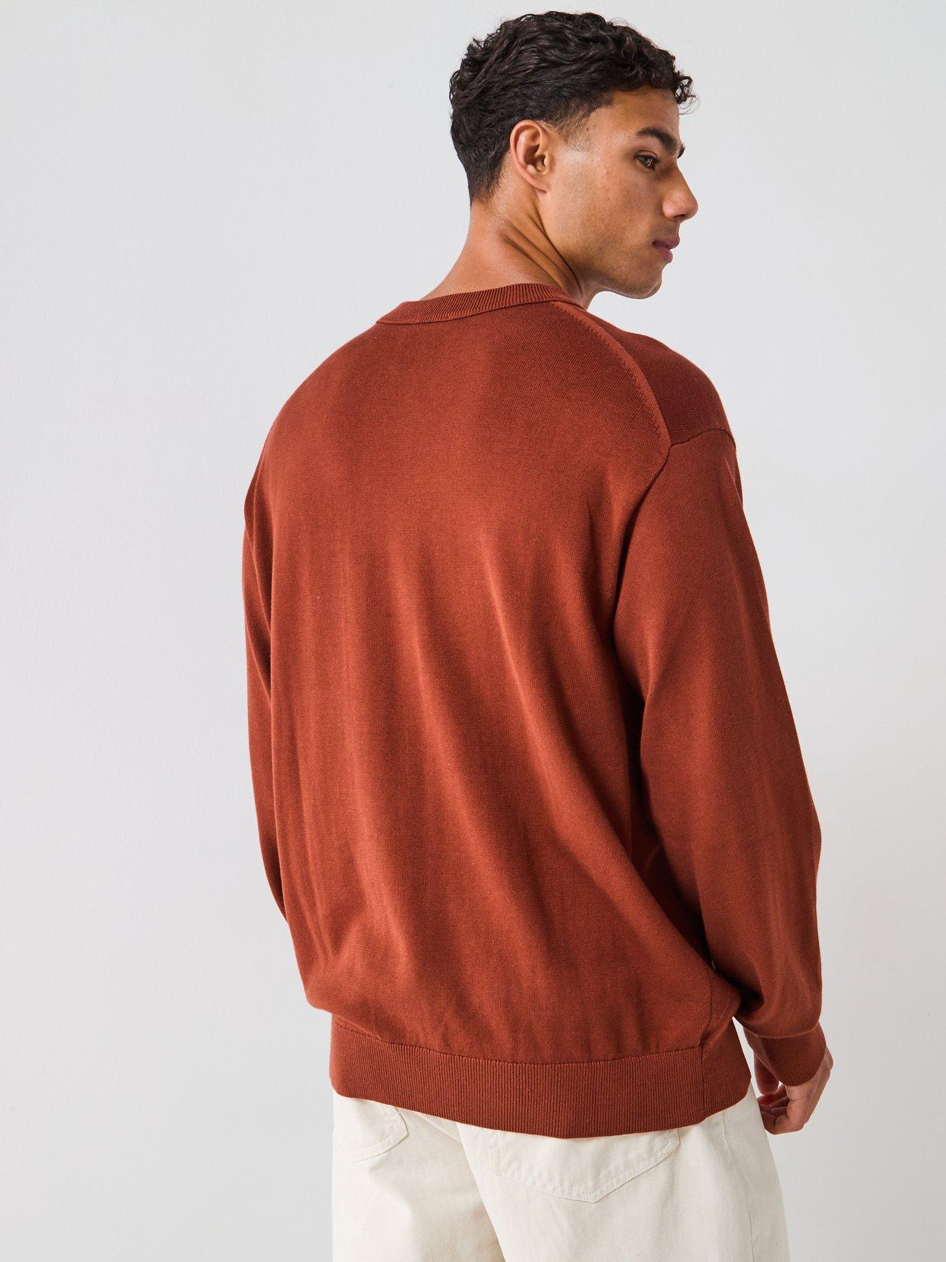 Image 2 of 5 of Calvin Klein Jeans Cotton Monogram Logo Knitted Jumper - Red
