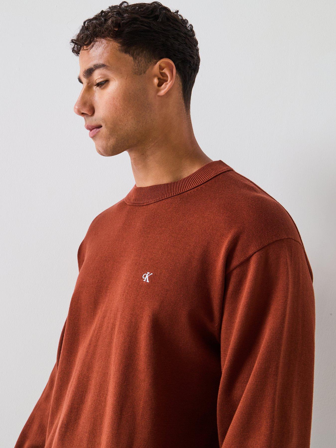 Image 4 of 5 of Calvin Klein Jeans Cotton Monogram Logo Knitted Jumper - Red