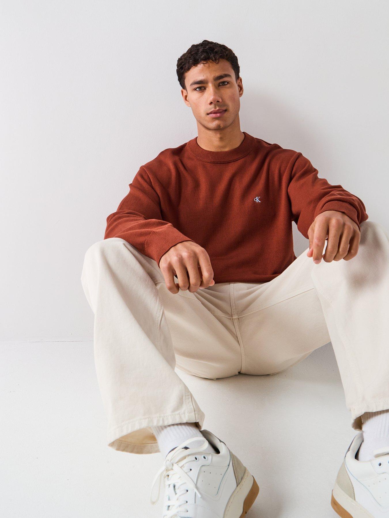 Image 5 of 5 of Calvin Klein Jeans Cotton Monogram Logo Knitted Jumper - Red