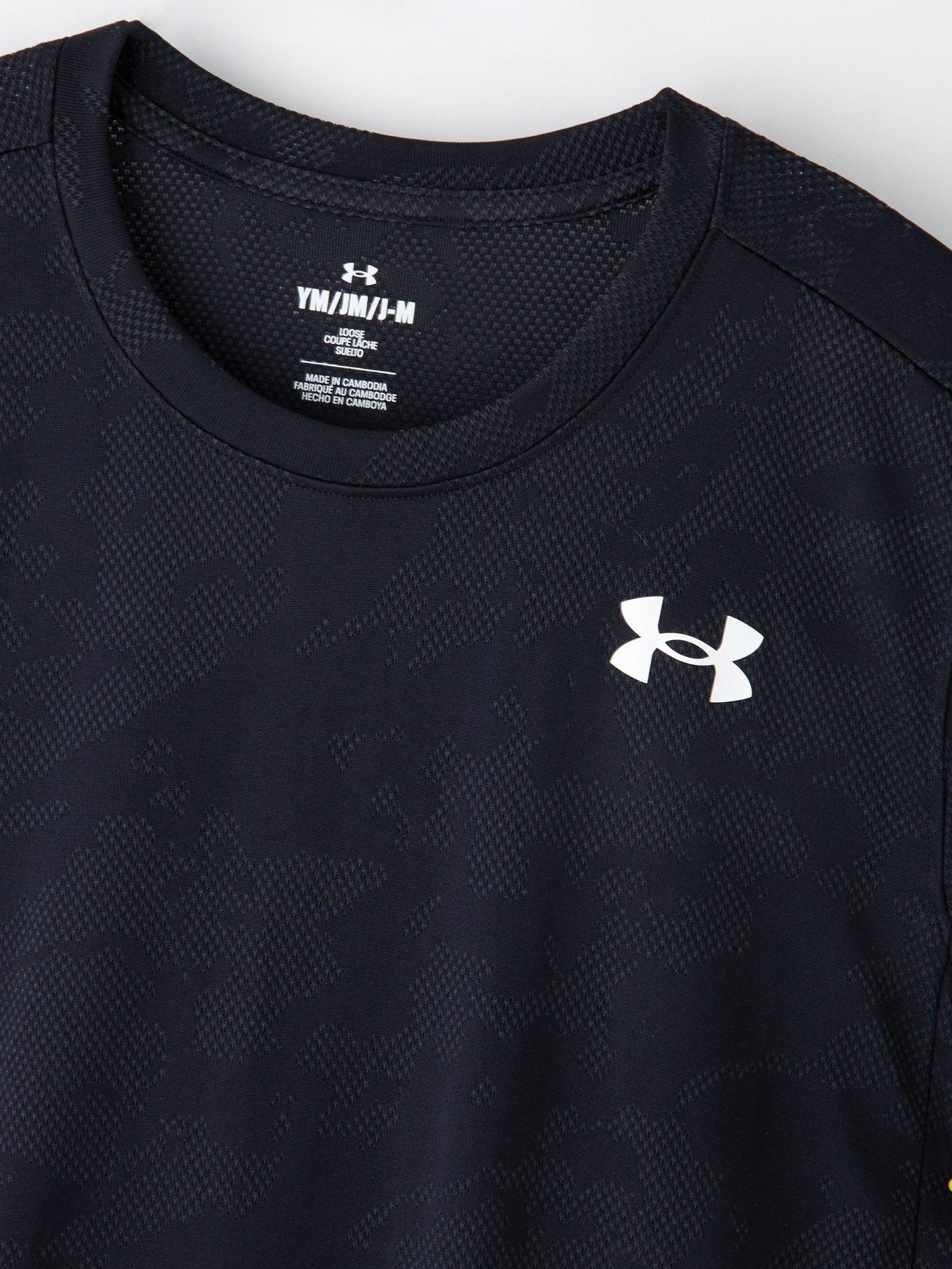 Image 3 of 4 of UNDER ARMOUR Junior Boys Training Tech Vent Jacquard T-Shirt - Black