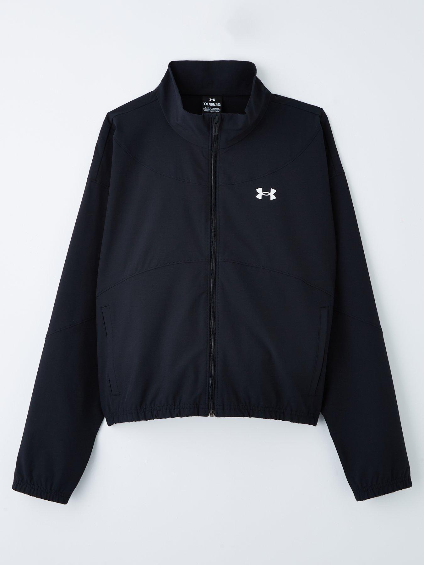  image of under-armour-junior-girls-training-rival-woven-jacket-black