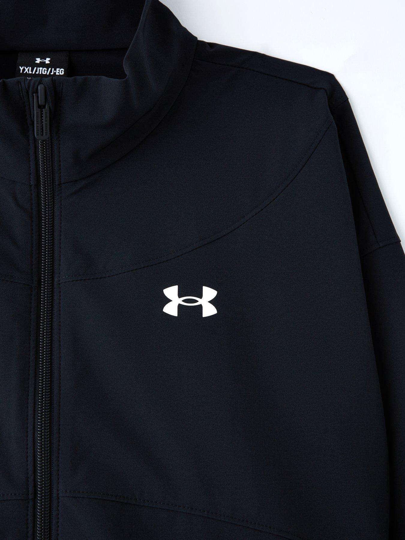  image of under-armour-junior-girls-training-rival-woven-jacket-black