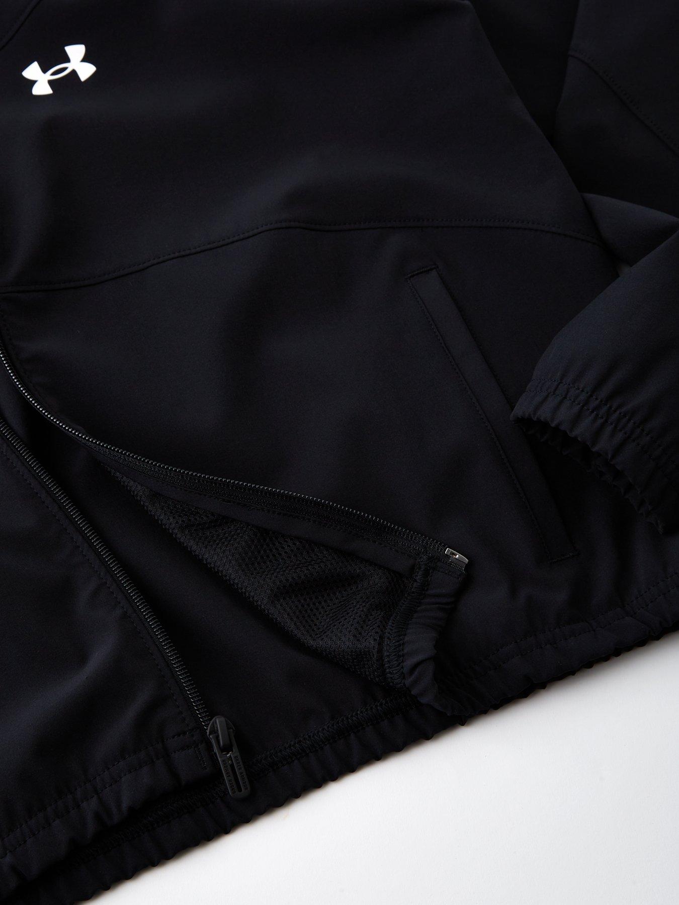  image of under-armour-junior-girls-training-rival-woven-jacket-black