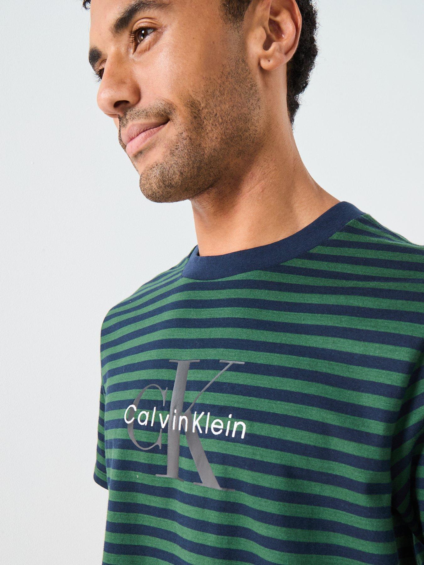 Image 4 of 4 of Calvin Klein Jeans Large Monogram Stripe T-Shirt - Green