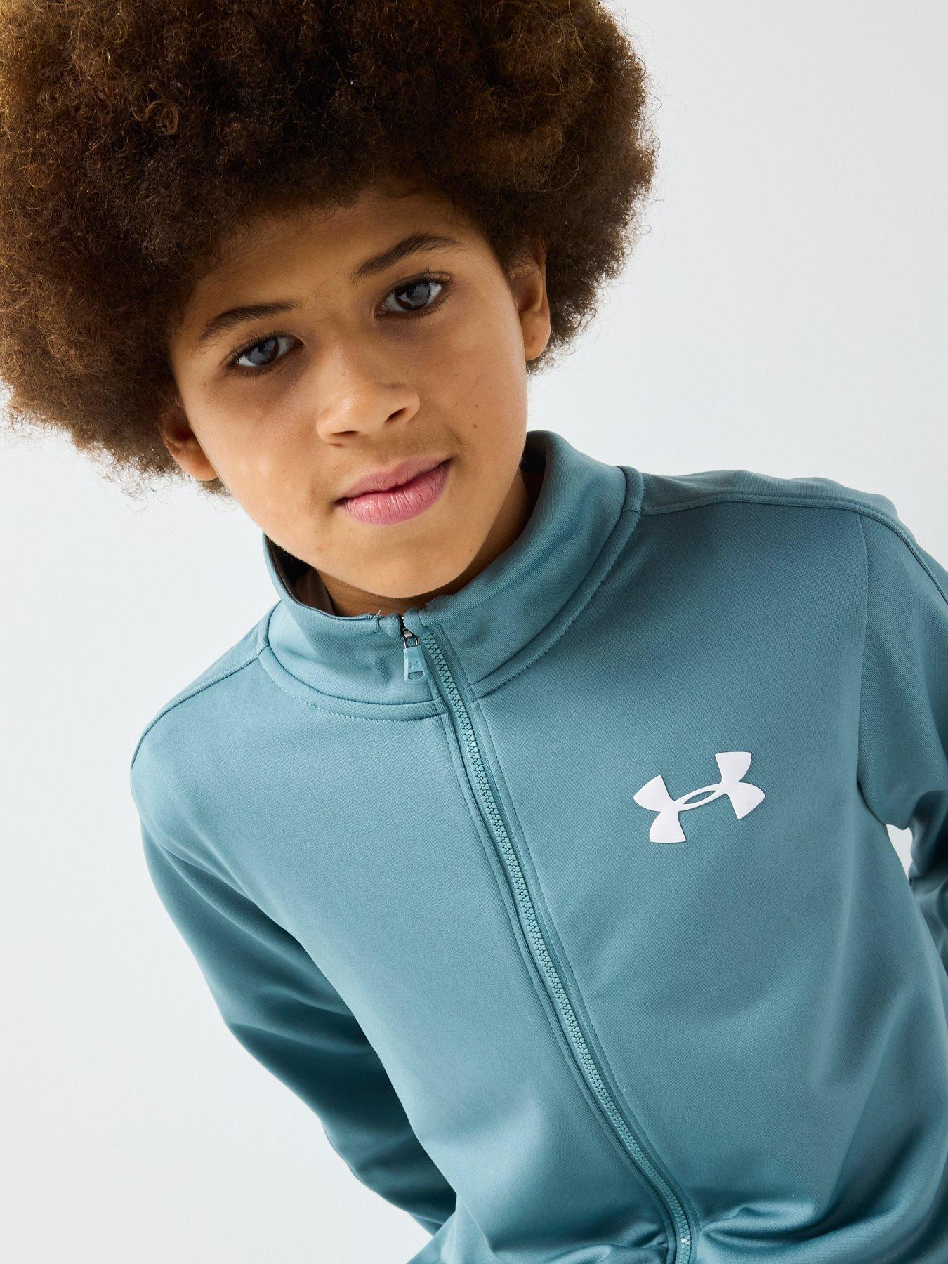  image of under-armour-junior-boys-training-rival-knit-tracksuit-green