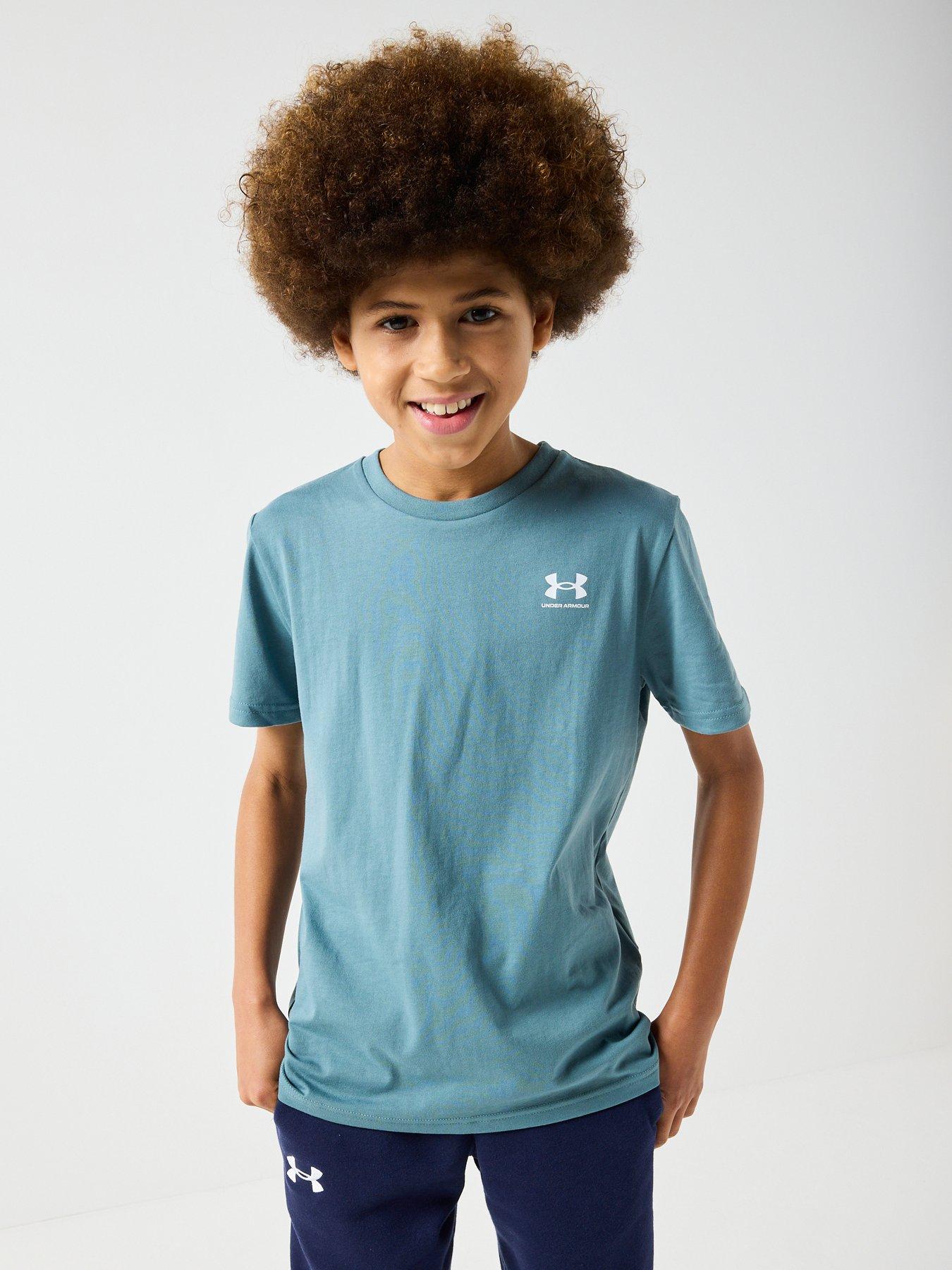  image of under-armour-junior-boys-training-sportstyle-left-chest-logo-t-shirt-green