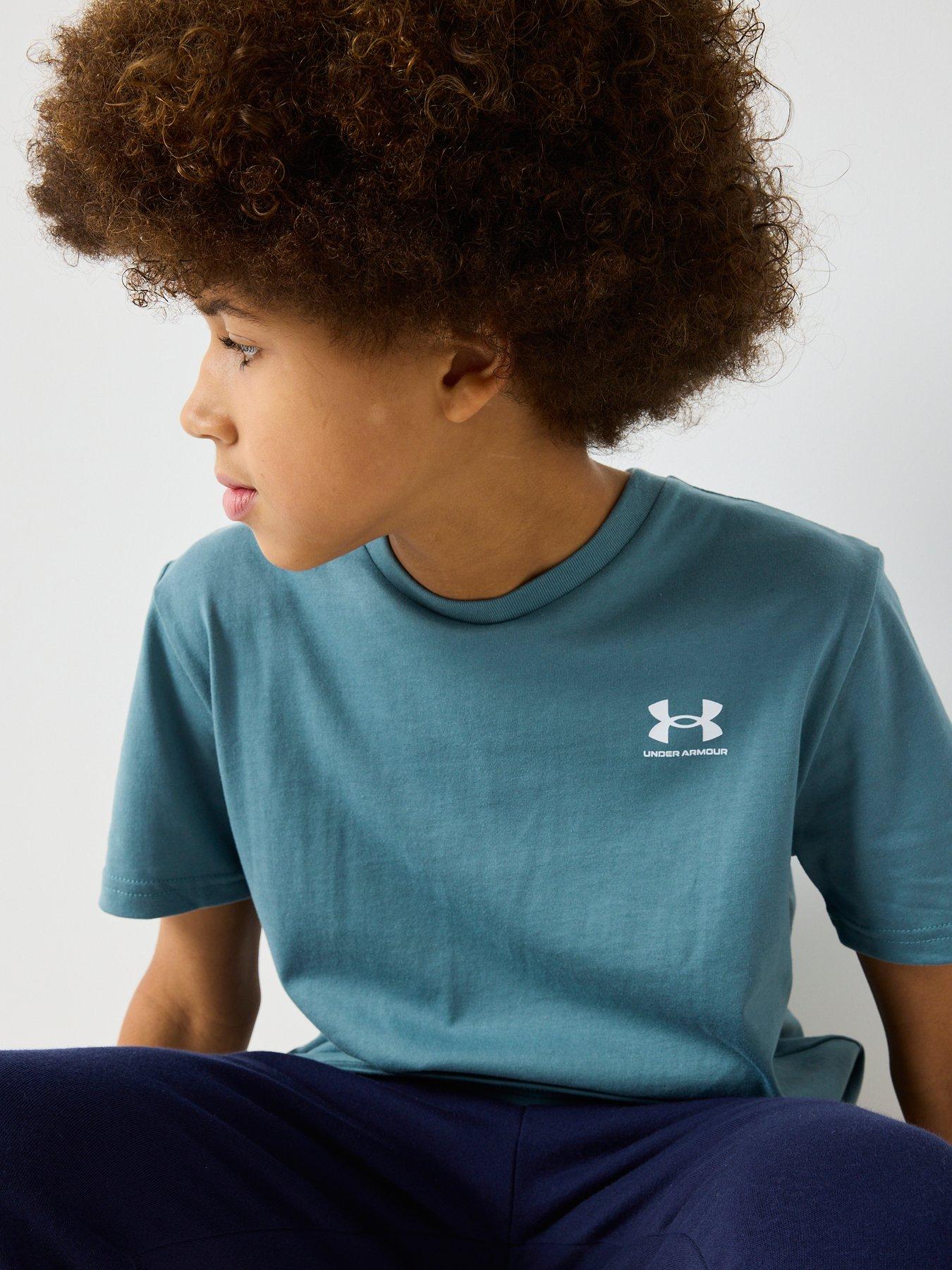  image of under-armour-junior-boys-training-sportstyle-left-chest-logo-t-shirt-green