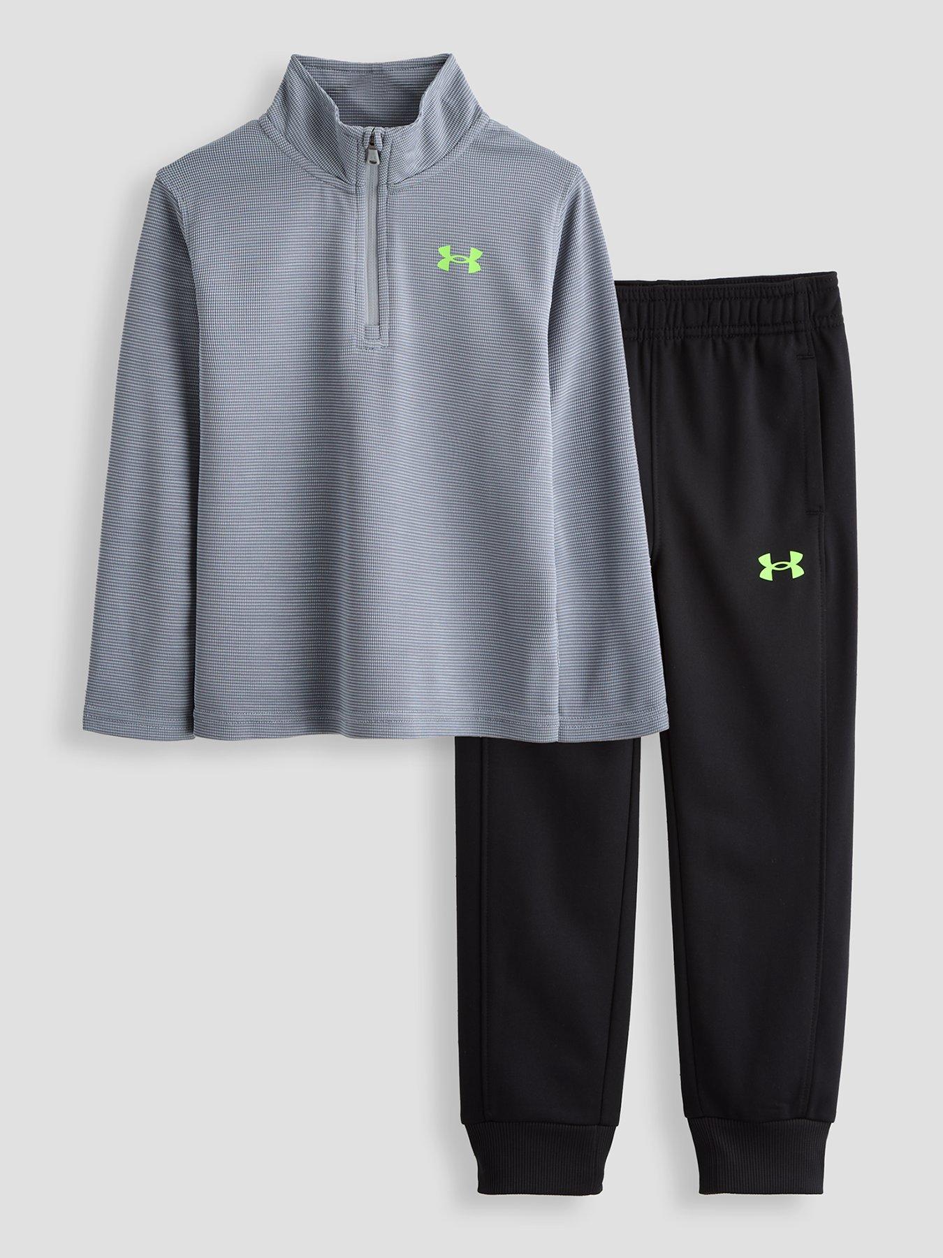  image of under-armour-boys-14-zip-top-and-jogger-set-greyblack