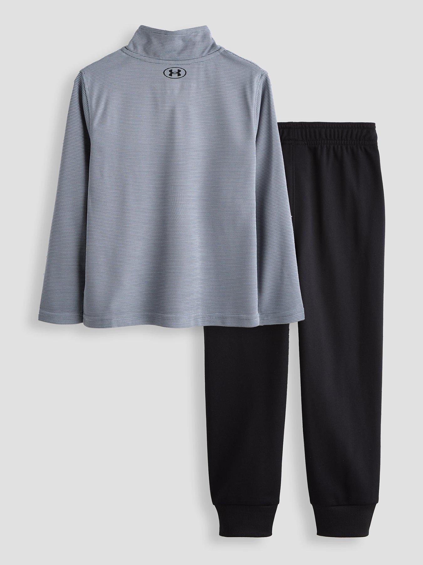 back image of under-armour-boys-14-zip-top-and-jogger-set-greyblack