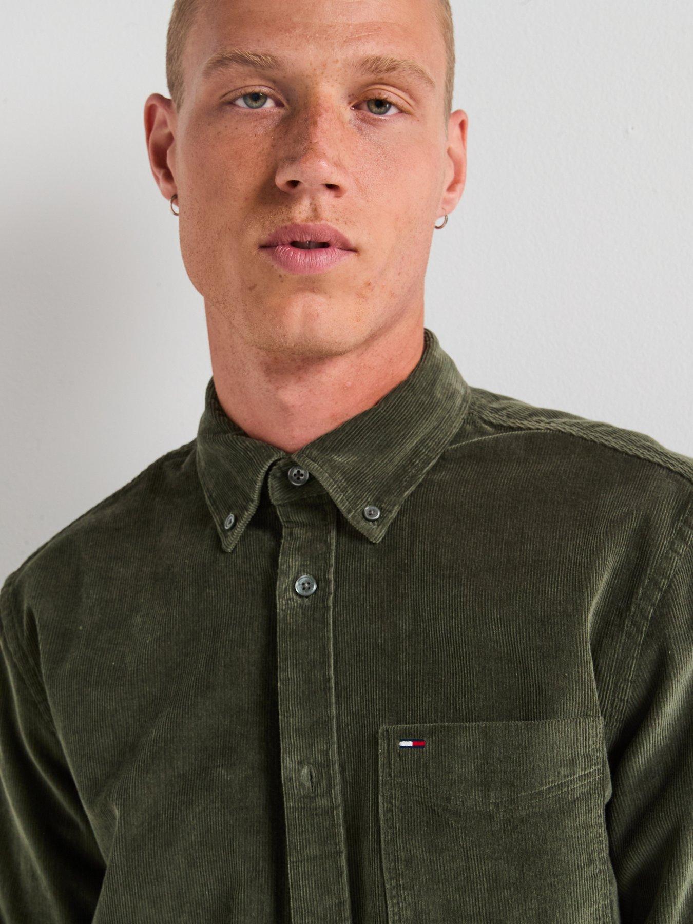 Image 4 of 5 of Tommy Jeans Regular Cord Shirt - Green