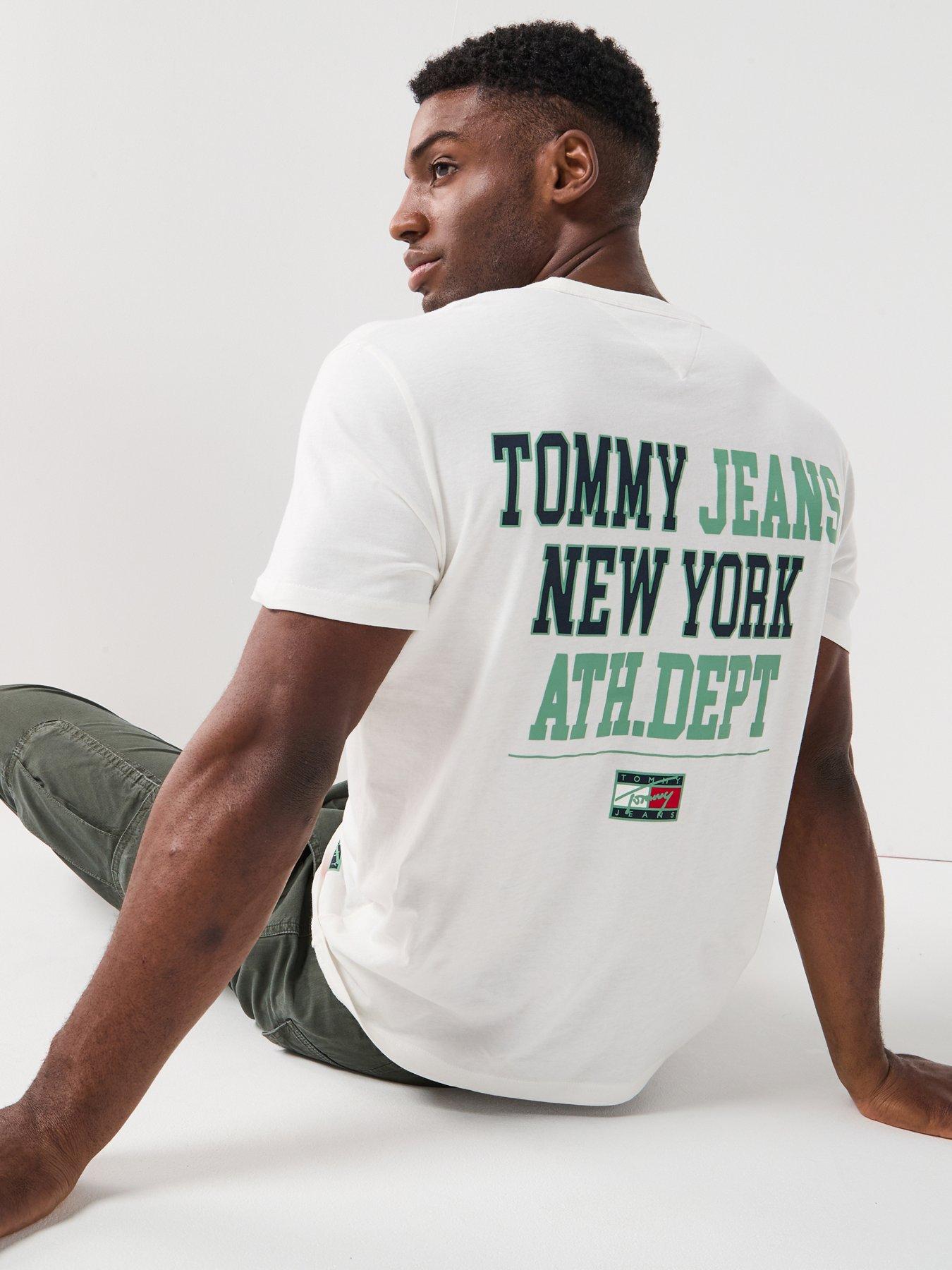 Image 1 of 6 of Tommy Jeans Back Logo Print T-Shirt - White