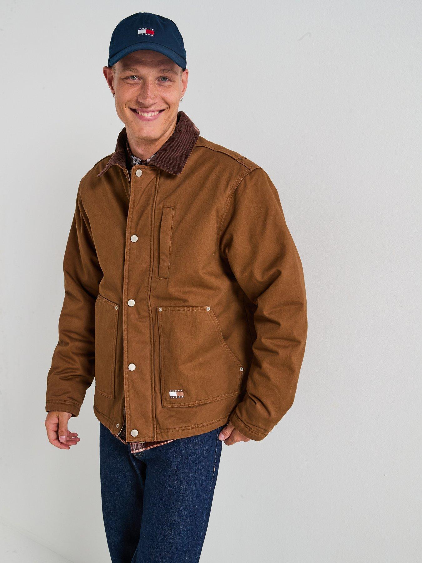 Tommy Jeans Cord Collar Fleece Lined Harrington Jacket - Brown