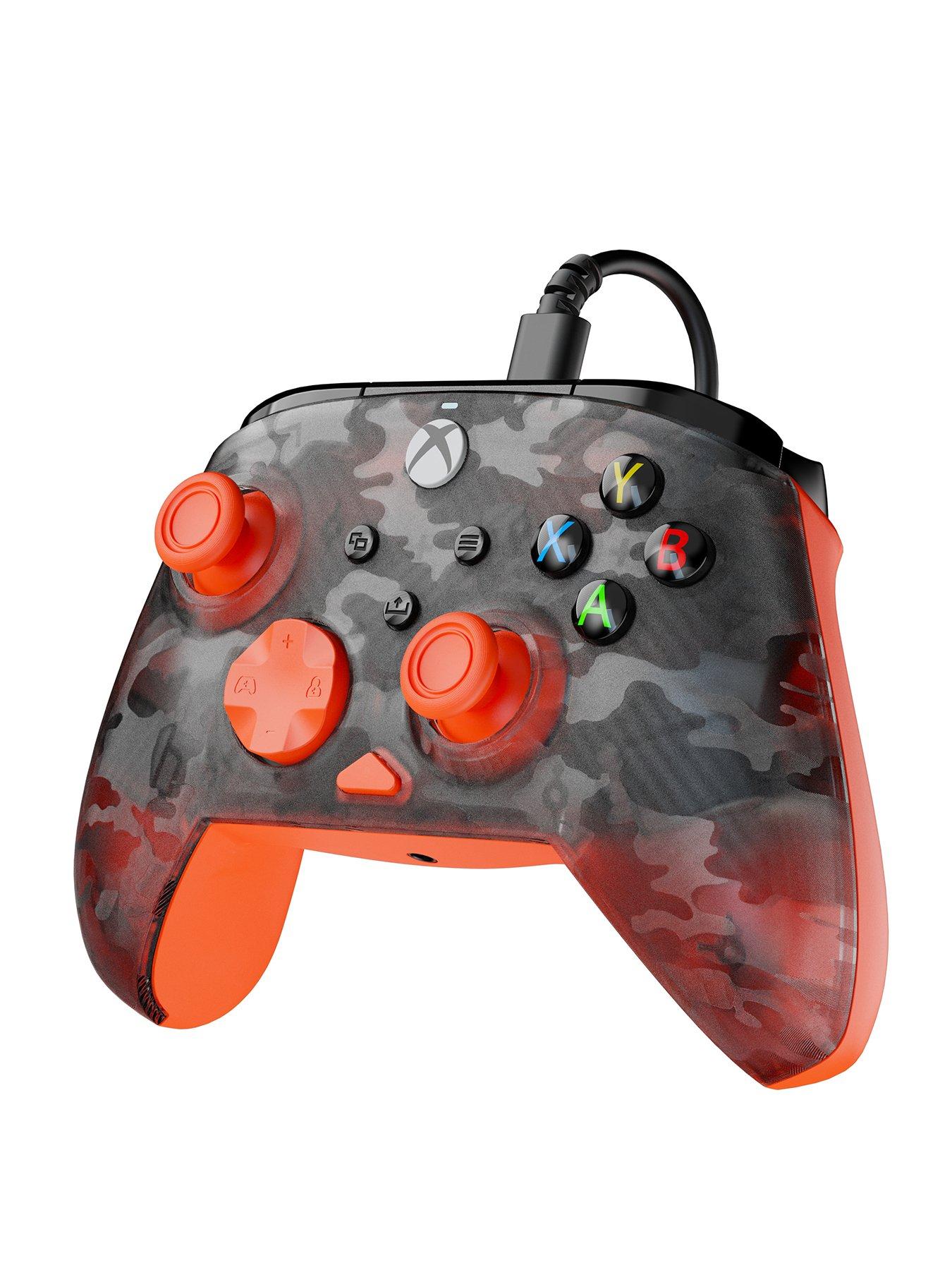 stillFront image of pdp-rematch-core-wired-controller-xb-ghost-camo-black-orange