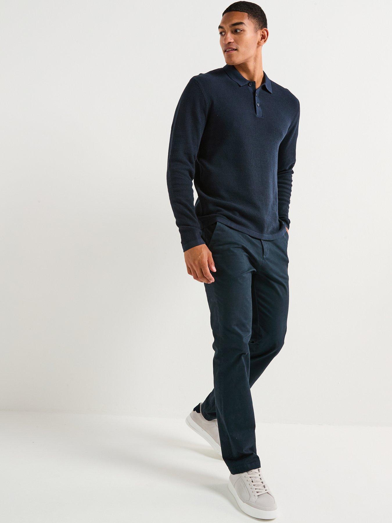 Image 3 of 6 of Jack & Jones George Textured Knitted Polo Top - Navy