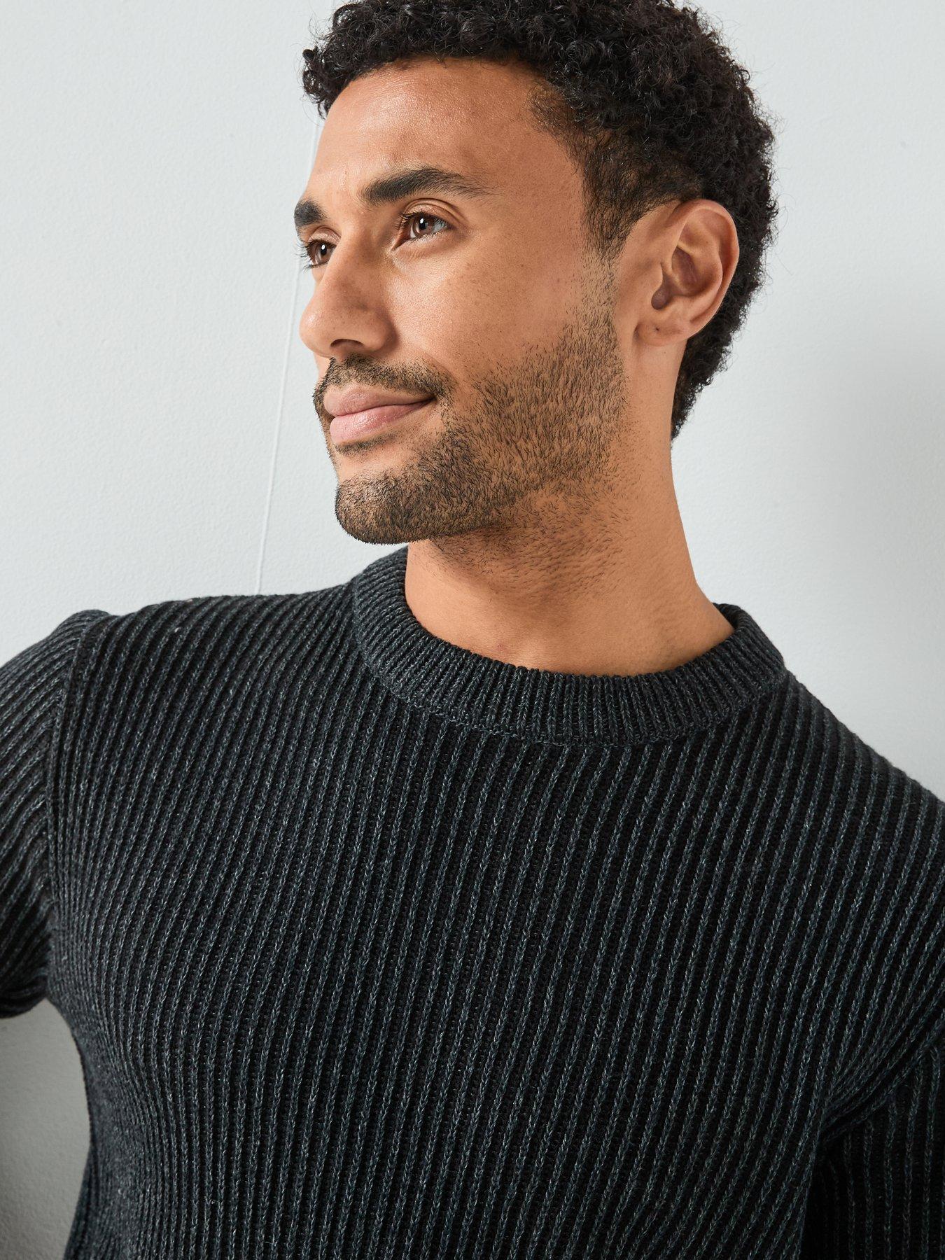 Image 4 of 6 of Jack & Jones Dover Textured Ribbed Knitted Jumper - Black