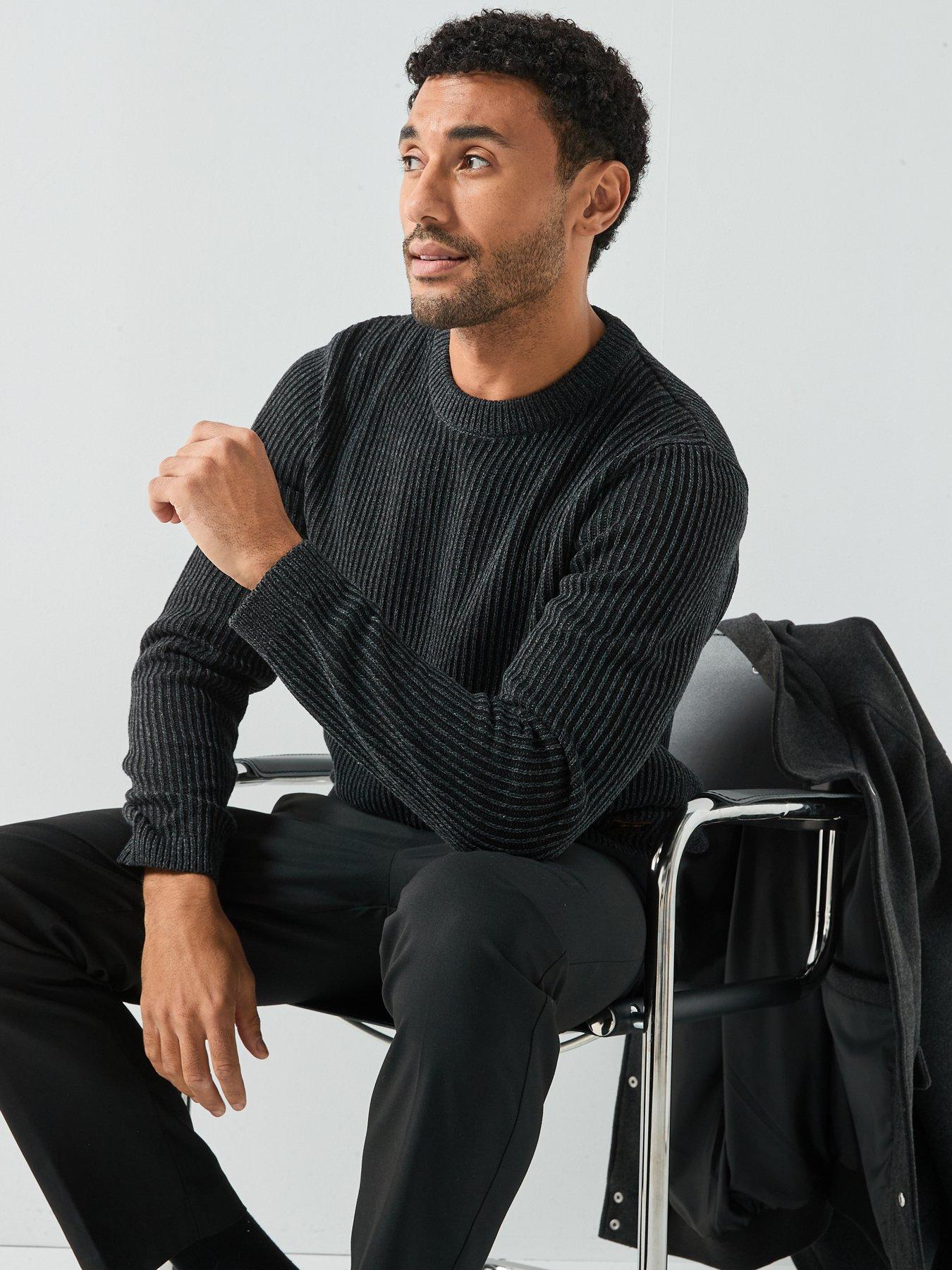 Image 5 of 6 of Jack & Jones Dover Textured Ribbed Knitted Jumper - Black