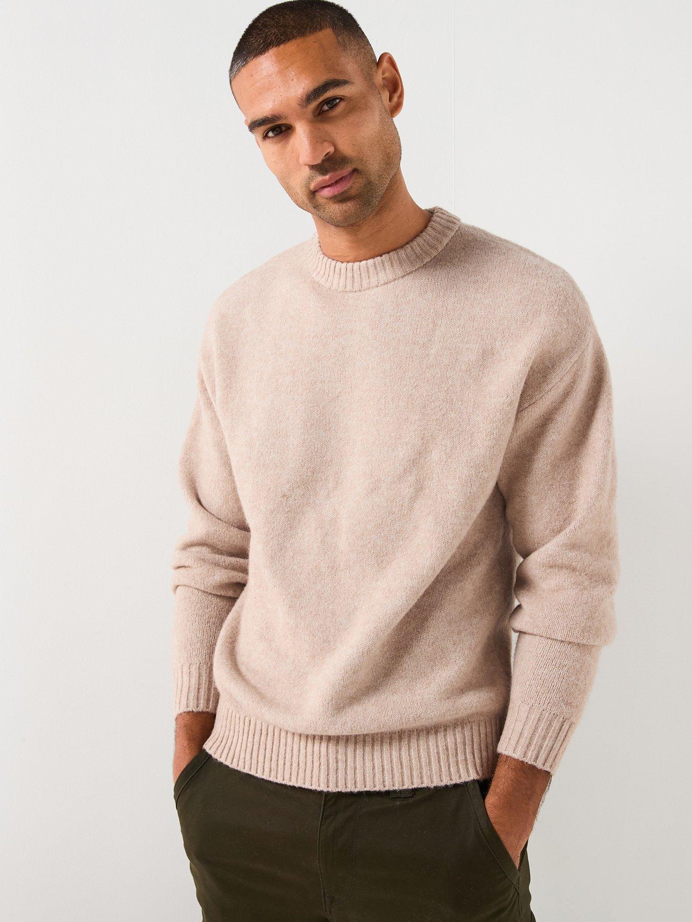  image of jack-jones-soho-ollie-melange-knitted-jumper-light-beige
